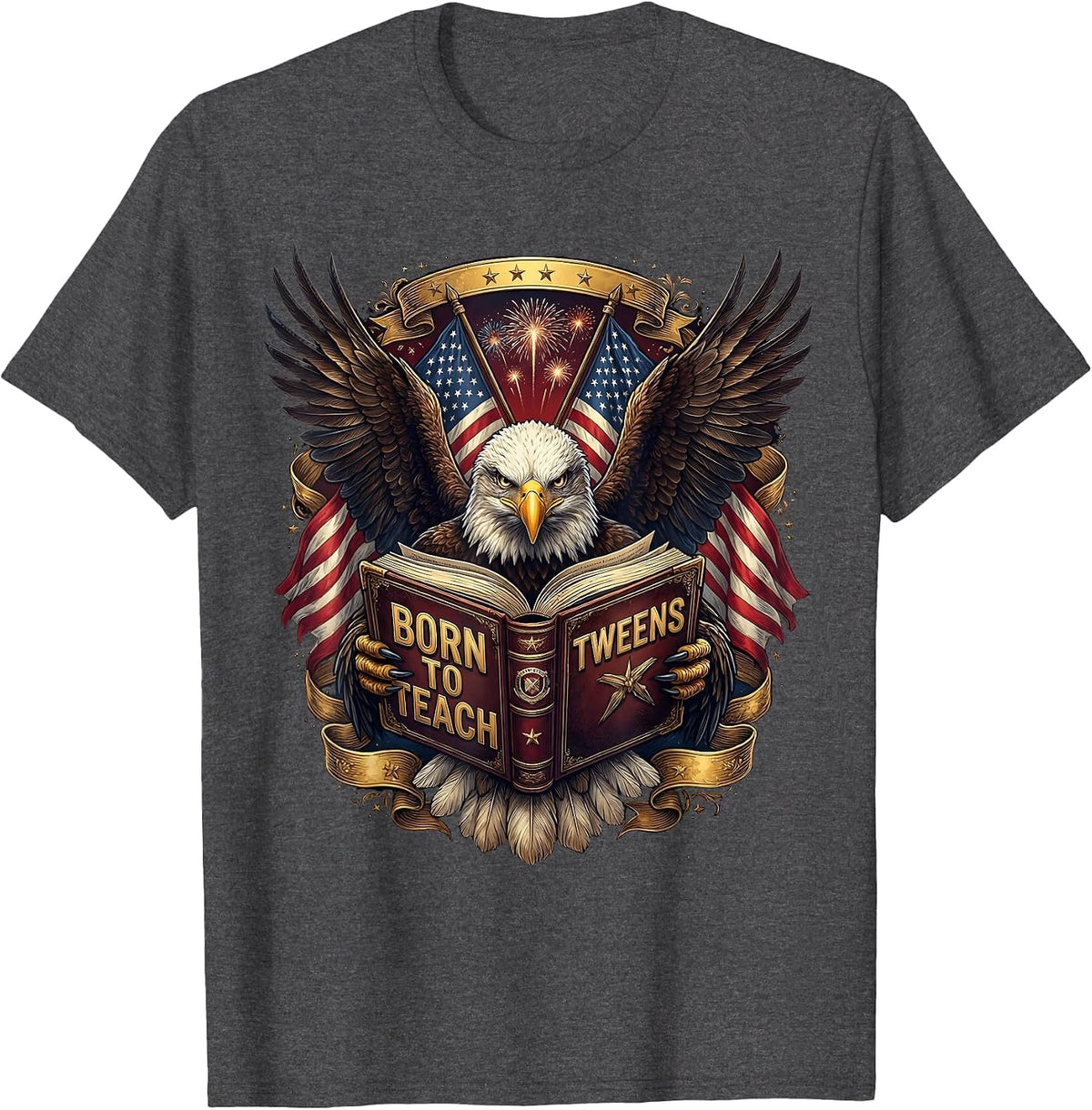 Born to Teach Tweens Middle School Teacher T-Shirt - Dark Heather Grey