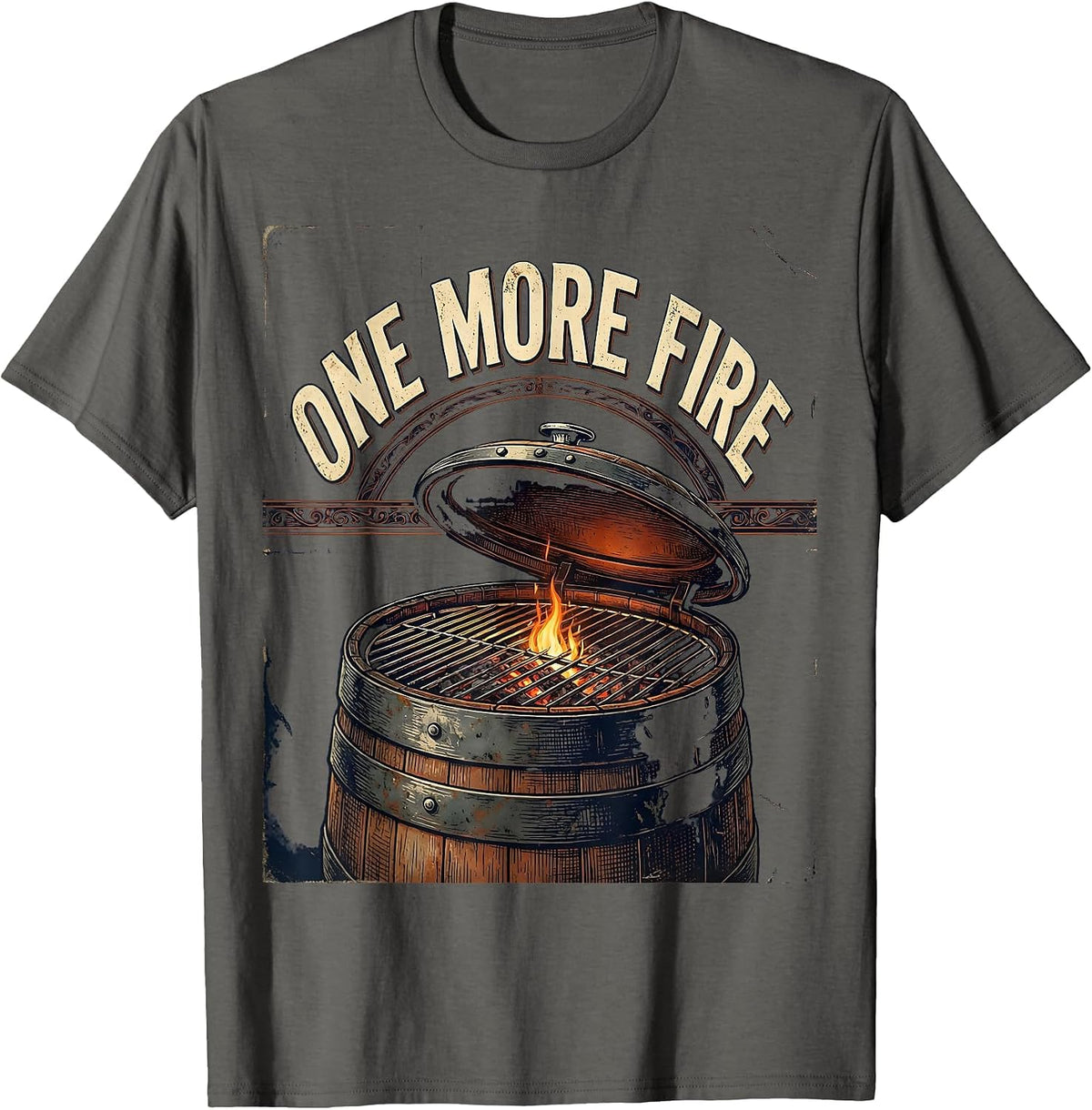 One More Fire Vintage BBQ Pitmaster Last Cookout Of Summer T-Shirt - Asphalt Grey