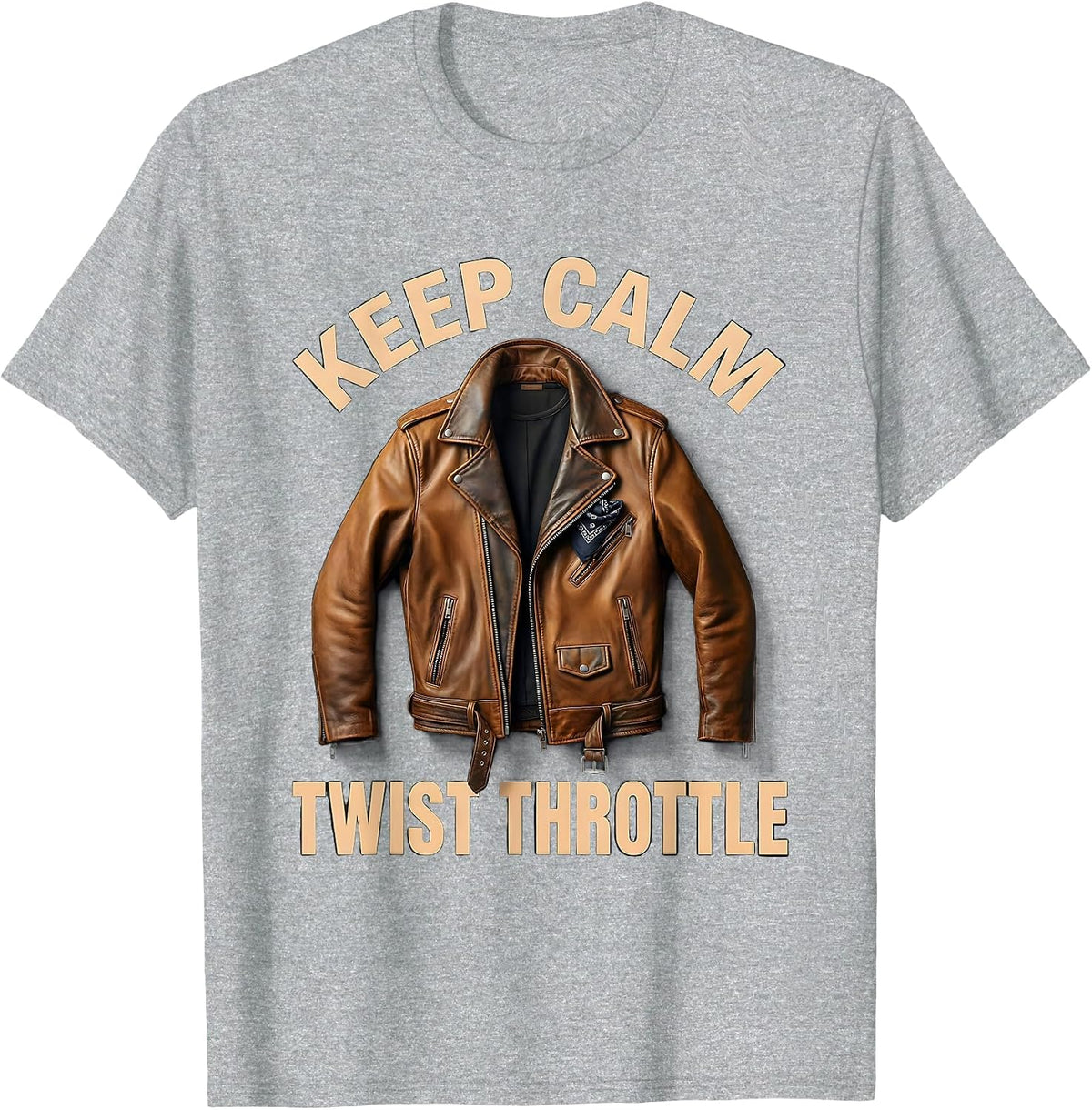 Men's Keep Calm Twist Throttle Motorcycle Design T-Shirt - Heather Grey