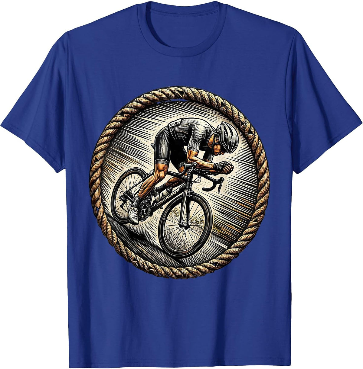 Men's Downhill Cyclist Speed Rush Graphic Tee T-Shirt - Royal Blue