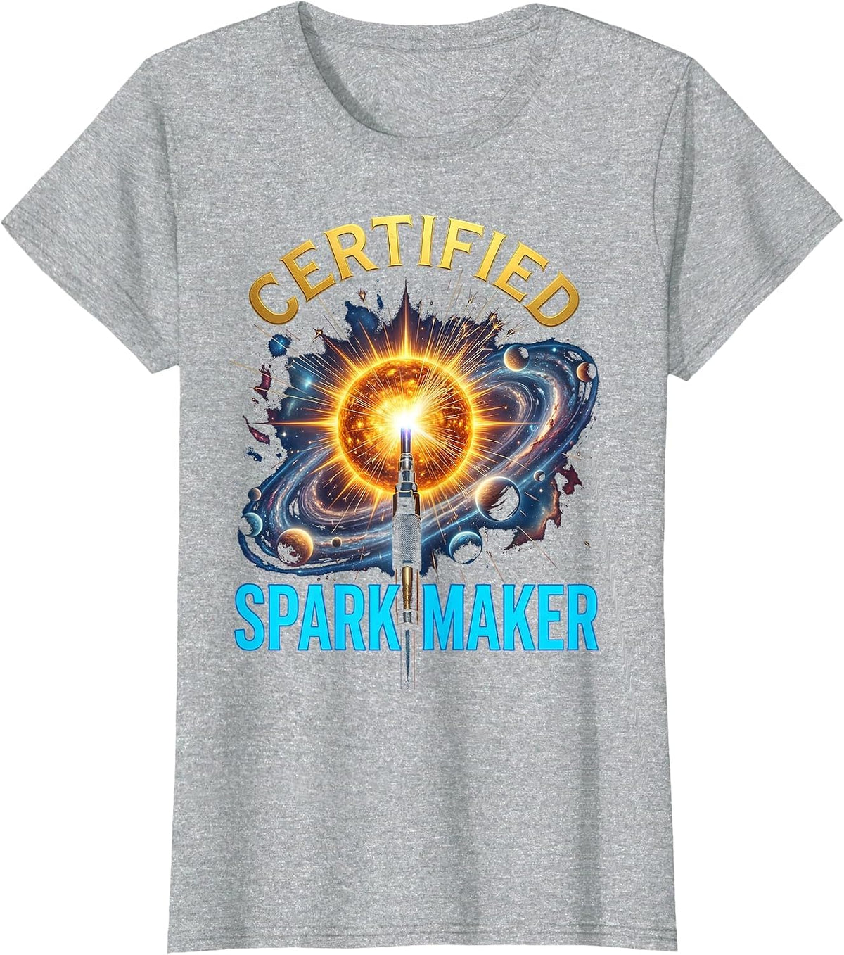 Certified Spark Maker Welder Graphic Design T-Shirt - Heather Grey