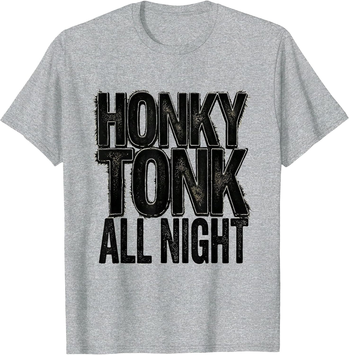 Men's Honky Tonk All Night Country Music Design T-Shirt - Heather Grey