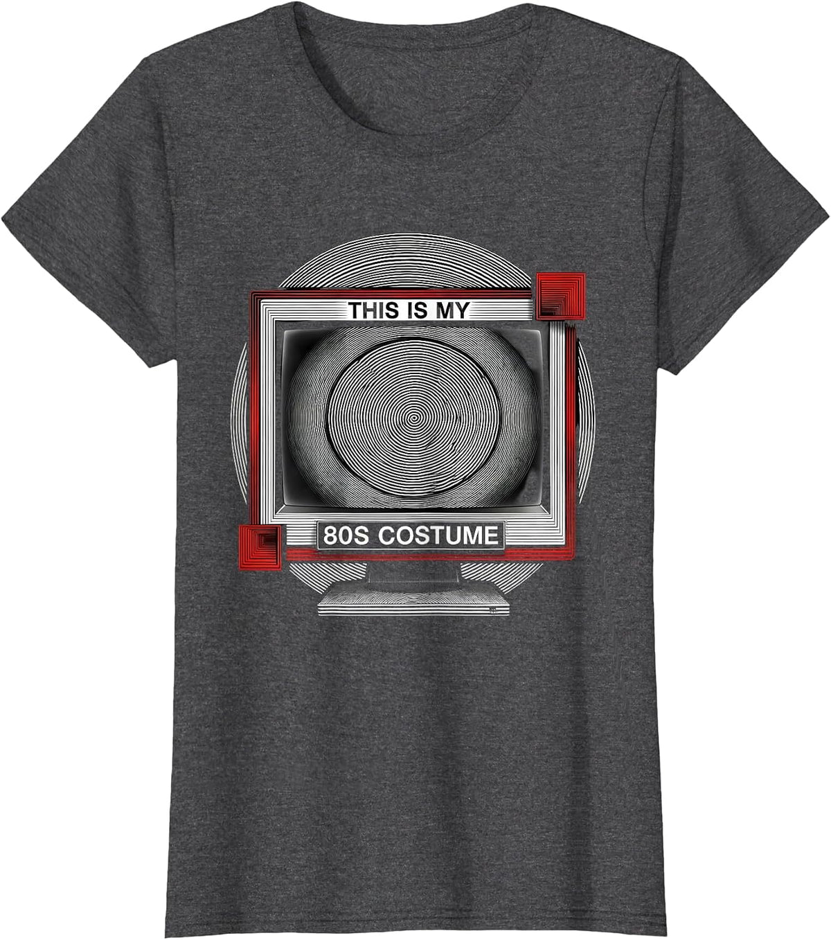 Women's This Is My 80s Costume Op Art Moiré Vintage Party T-Shirt - Dark Heather Grey
