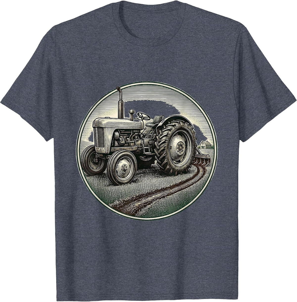 Vintage Tractor Farmer Nostalgic Rural Humor T-Shirt - Heather Blue