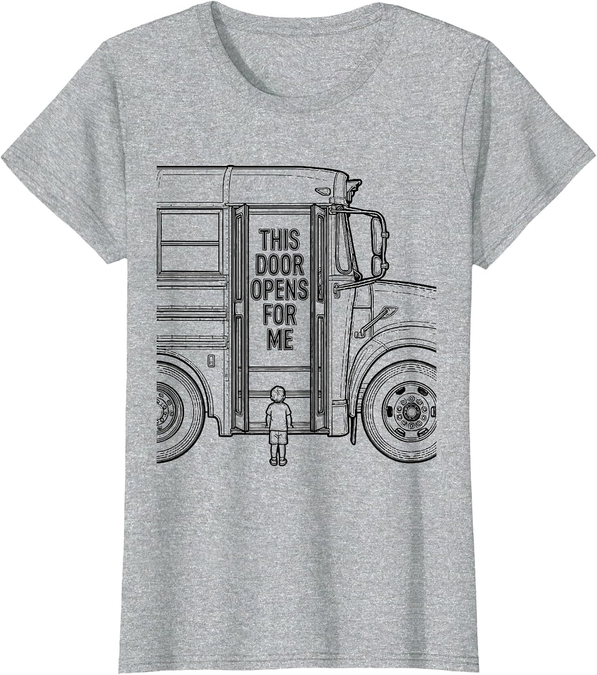 This Door Opens For Me Funny School Bus Driver Bus Lover T-Shirt - Heather Grey