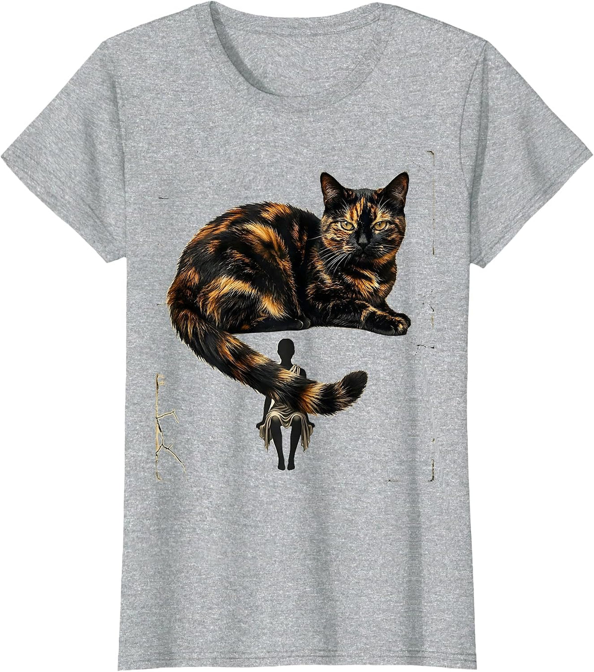 Tortoiseshell Cat Tortie Cat Lover Distressed T-Shirt - Heather Grey
