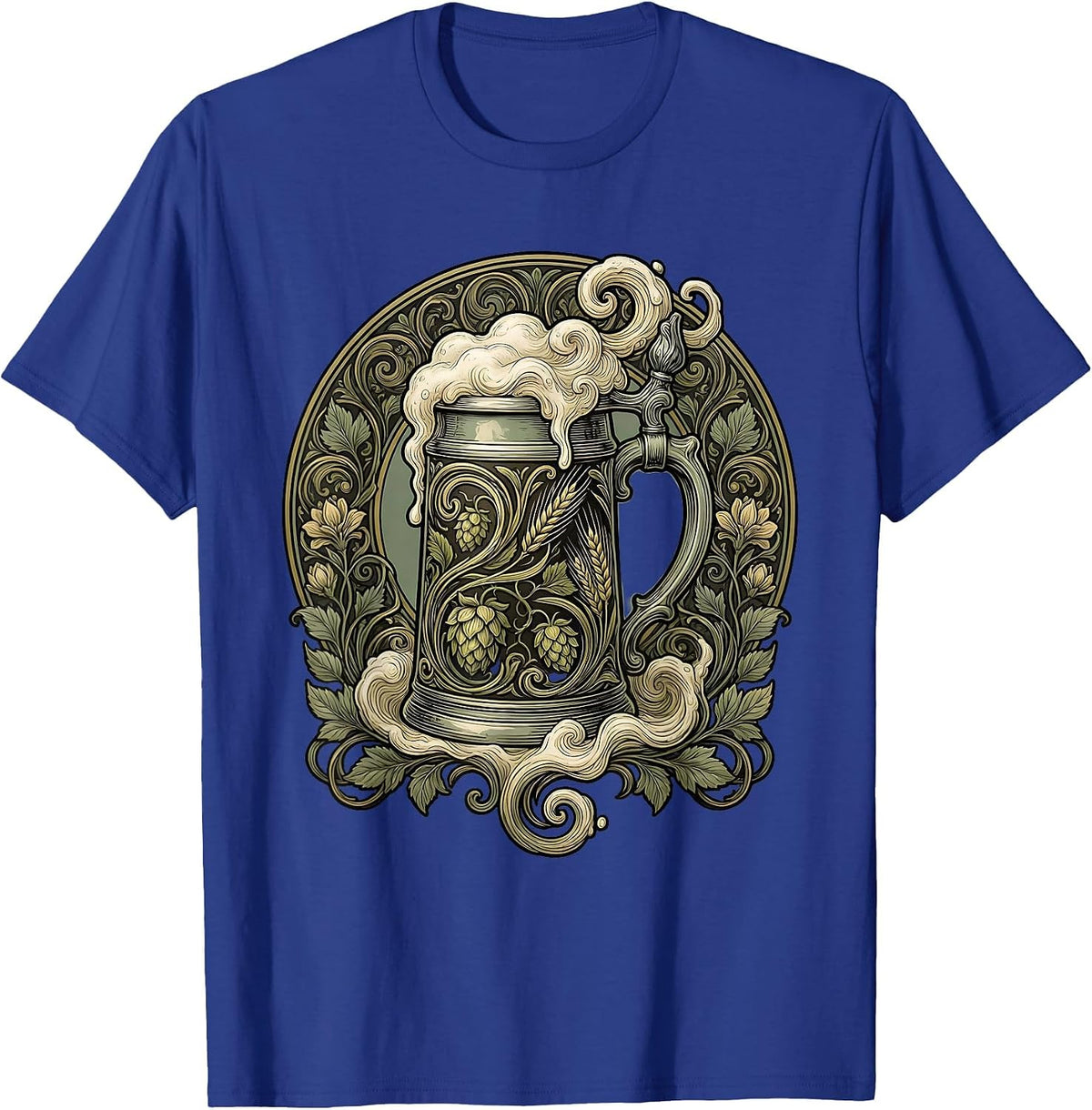 Men's Overflowing Beer Stein Oktoberfest Graphic T-Shirt - Royal Blue
