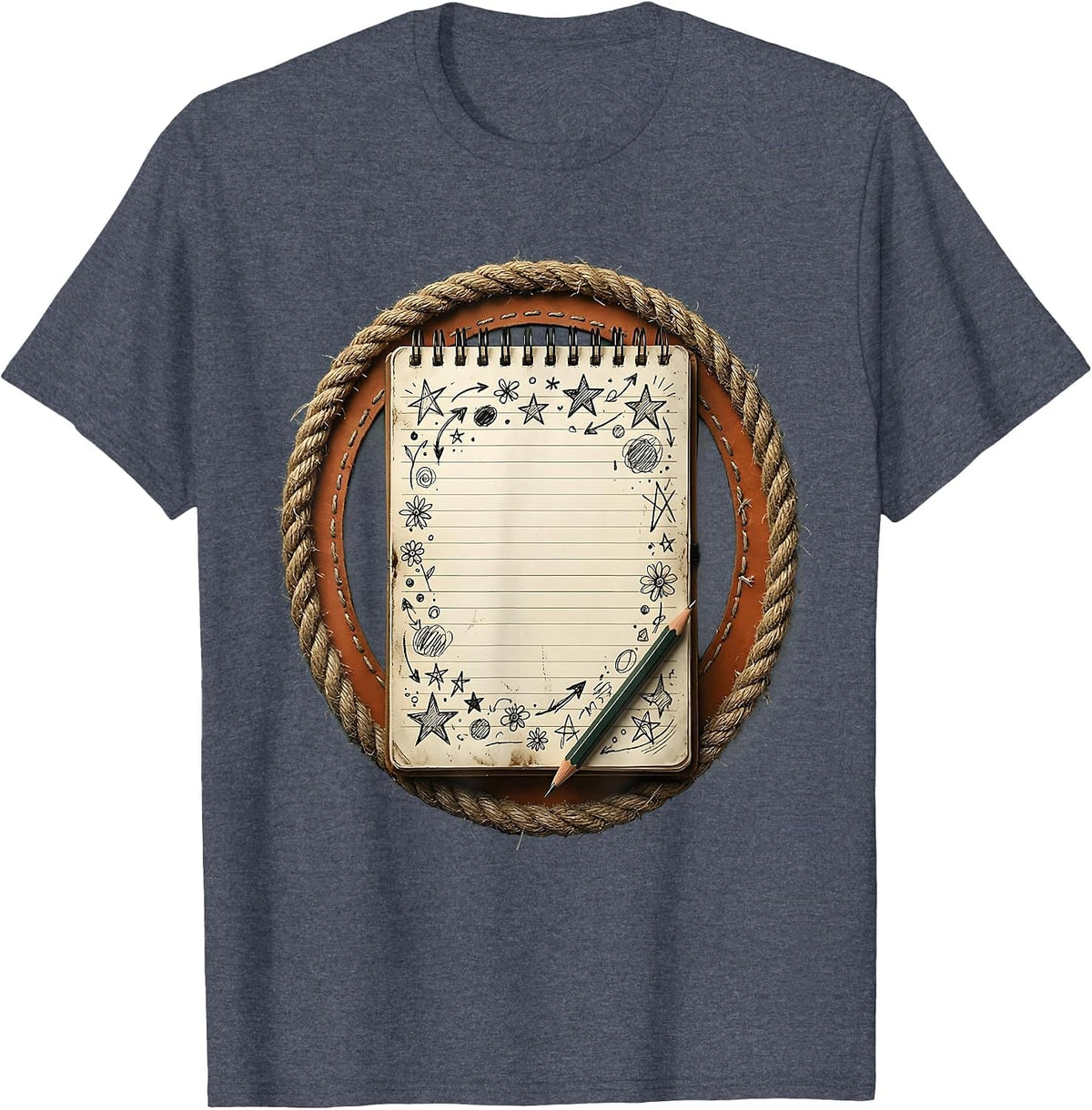 Middle School Teacher Notebook Doodle Illustration T-Shirt - Heather Blue