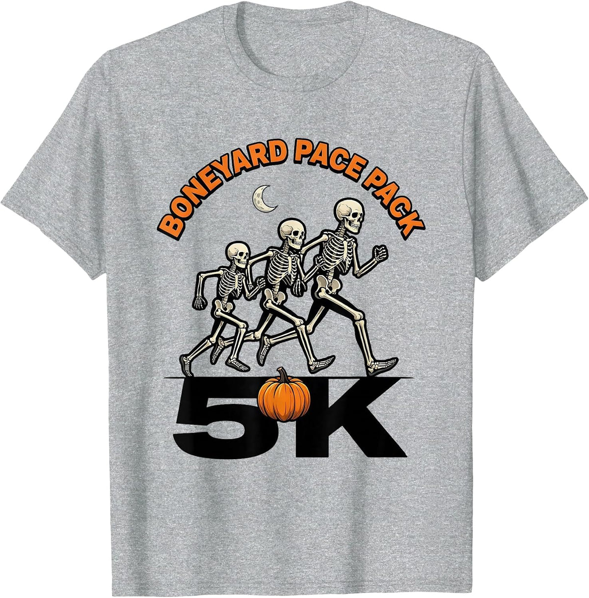 Men's Boneyard Pace Pack 5K Funny Halloween Skeleton Runner Race T-Shirt - Heather Grey