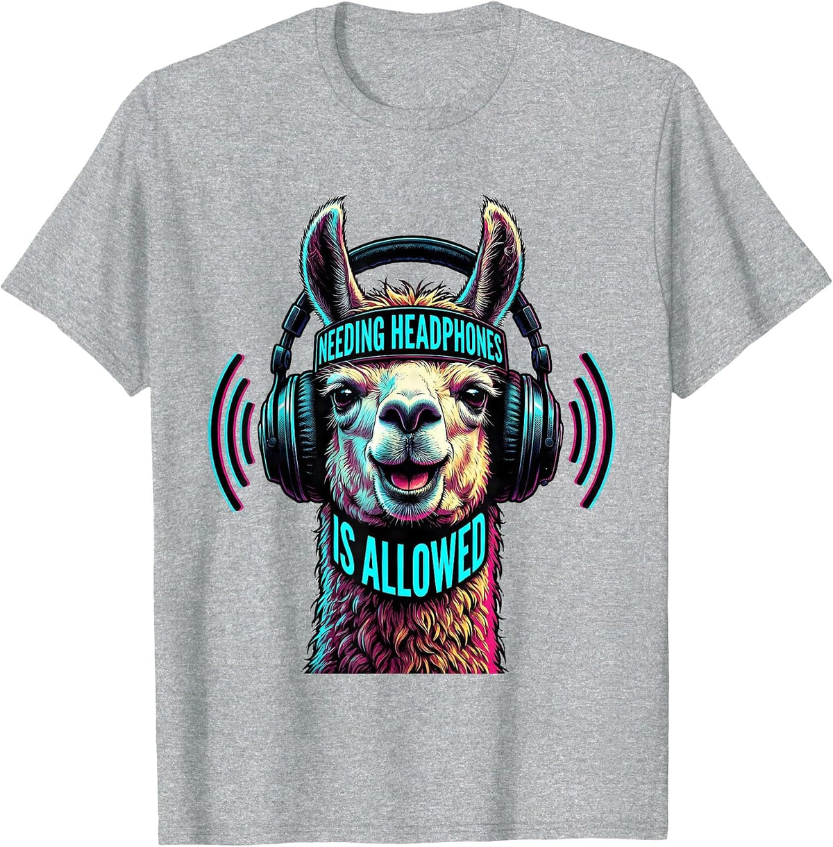 Men's Needing Headphones Is Allowed Pop Art Llama Autism Awareness T-Shirt - Heather Grey
