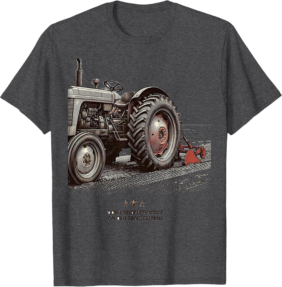 Men's Don't Underestimate An Old Tractor Man Vintage Farm Tractor T-Shirt - Dark Heather Grey