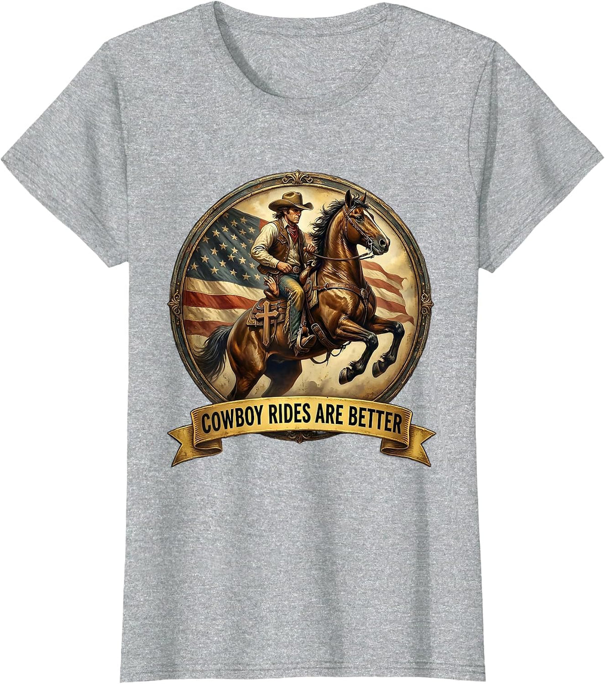 Women's Save A Horse Ride A Cowboy Western Design T-Shirt - Heather Grey