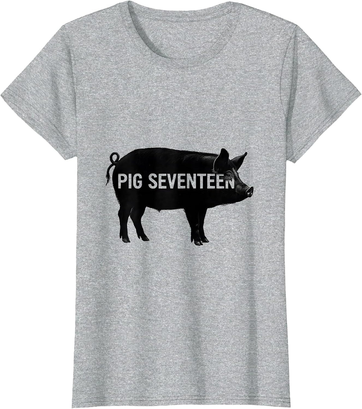 Women's Pig Seventeen Minimalist Pig Lover Novelty Humor T-Shirt - Heather Grey