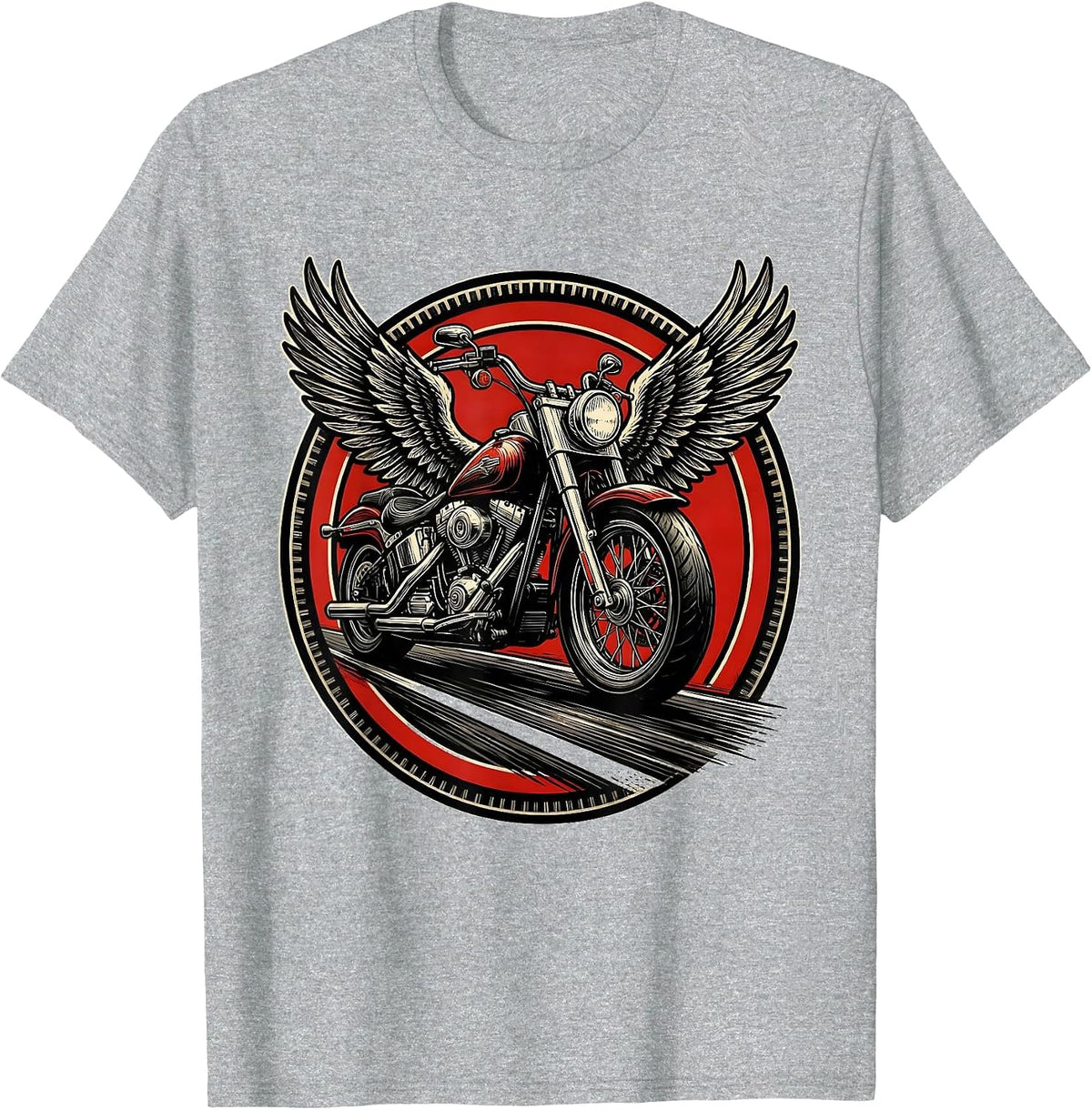 Men's Vintage Motorcycle Freedom Open Highway Graphic T-Shirt - Heather Grey