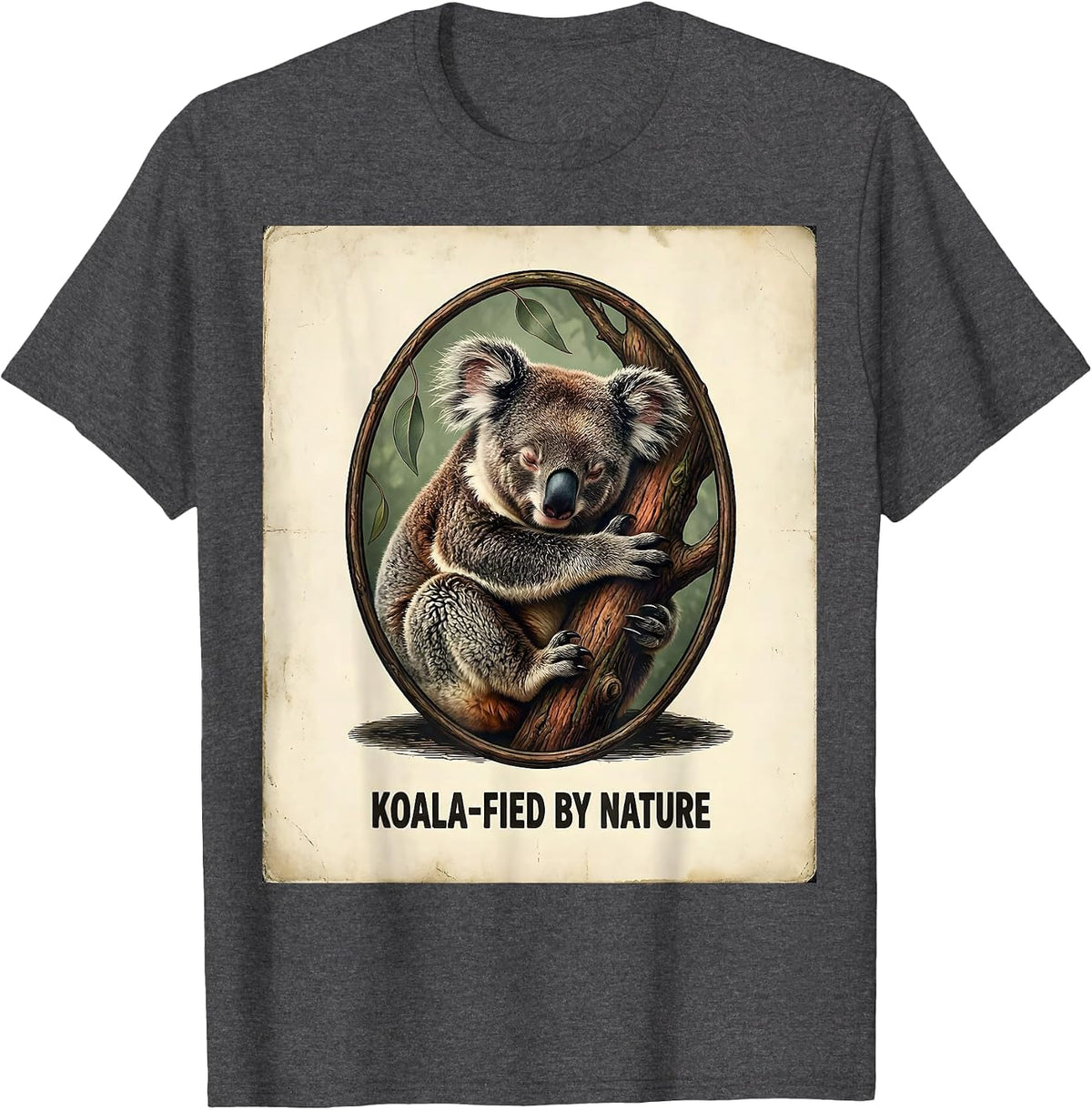 Koala-fied by Nature Vintage Cute Koala Lover Animal Humor T-Shirt - Dark Heather Grey