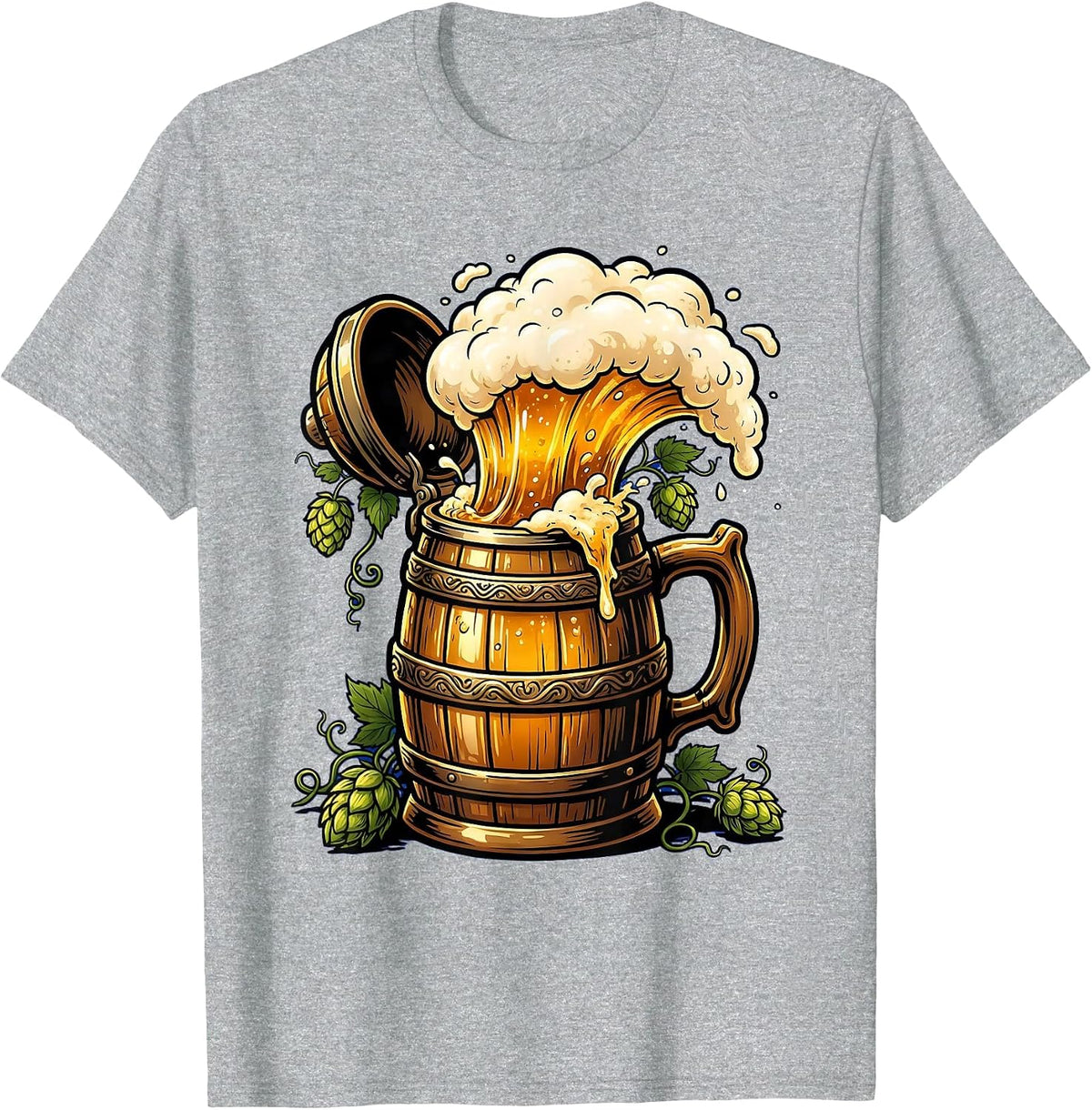 Men's Oktoberfest Overflowing Beer Stein Graphic T-Shirt - Heather Grey