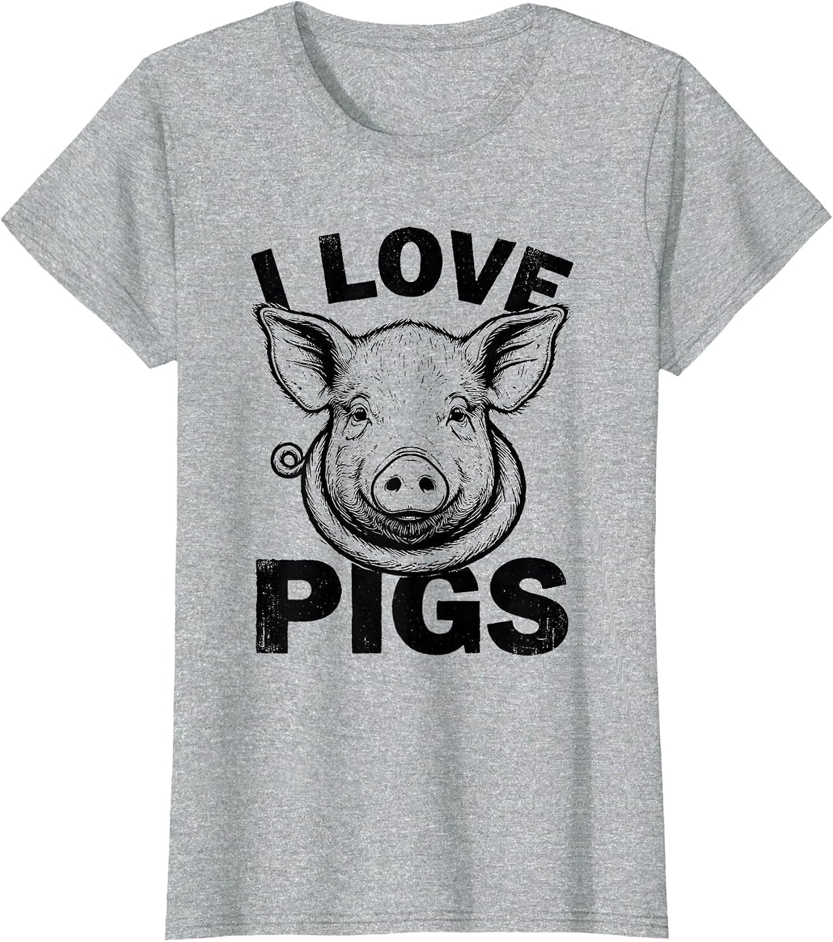 I Love Pigs Funny Pig Lover Farm Animal Humor T-Shirt - Heather Grey