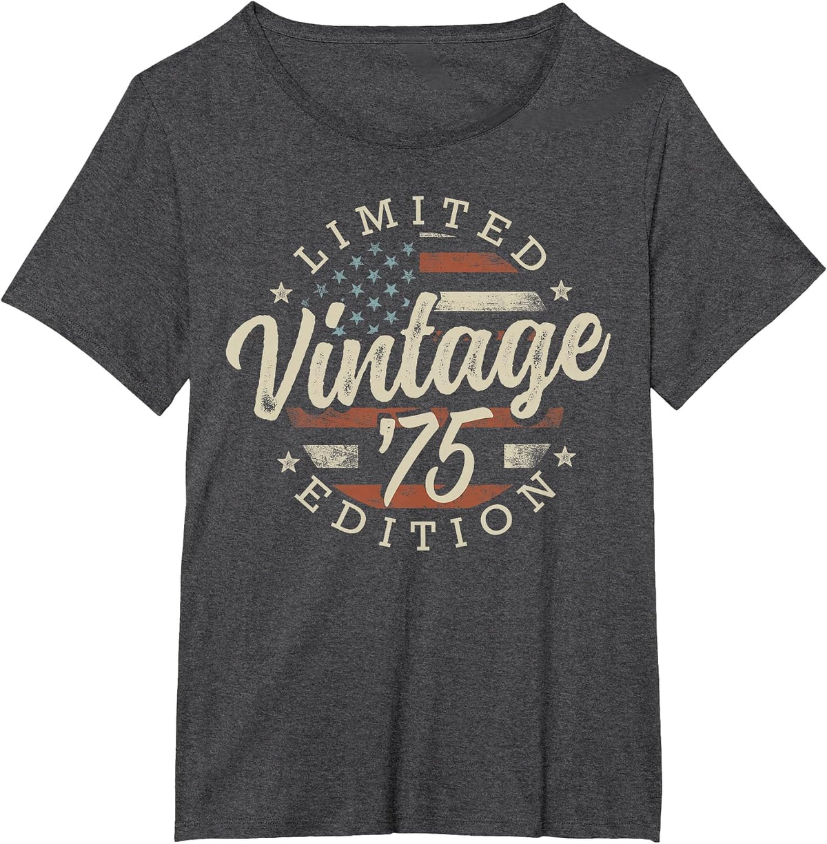 Vintage 1975 Limited Edition USA Flag 51st Birthday T-Shirt - Dark Heather Grey