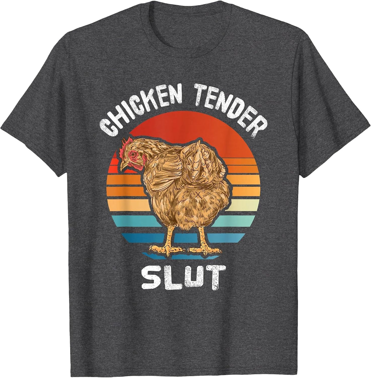Chicken Tender Slut Groovy Farmer T-Shirt - Dark Heather Grey