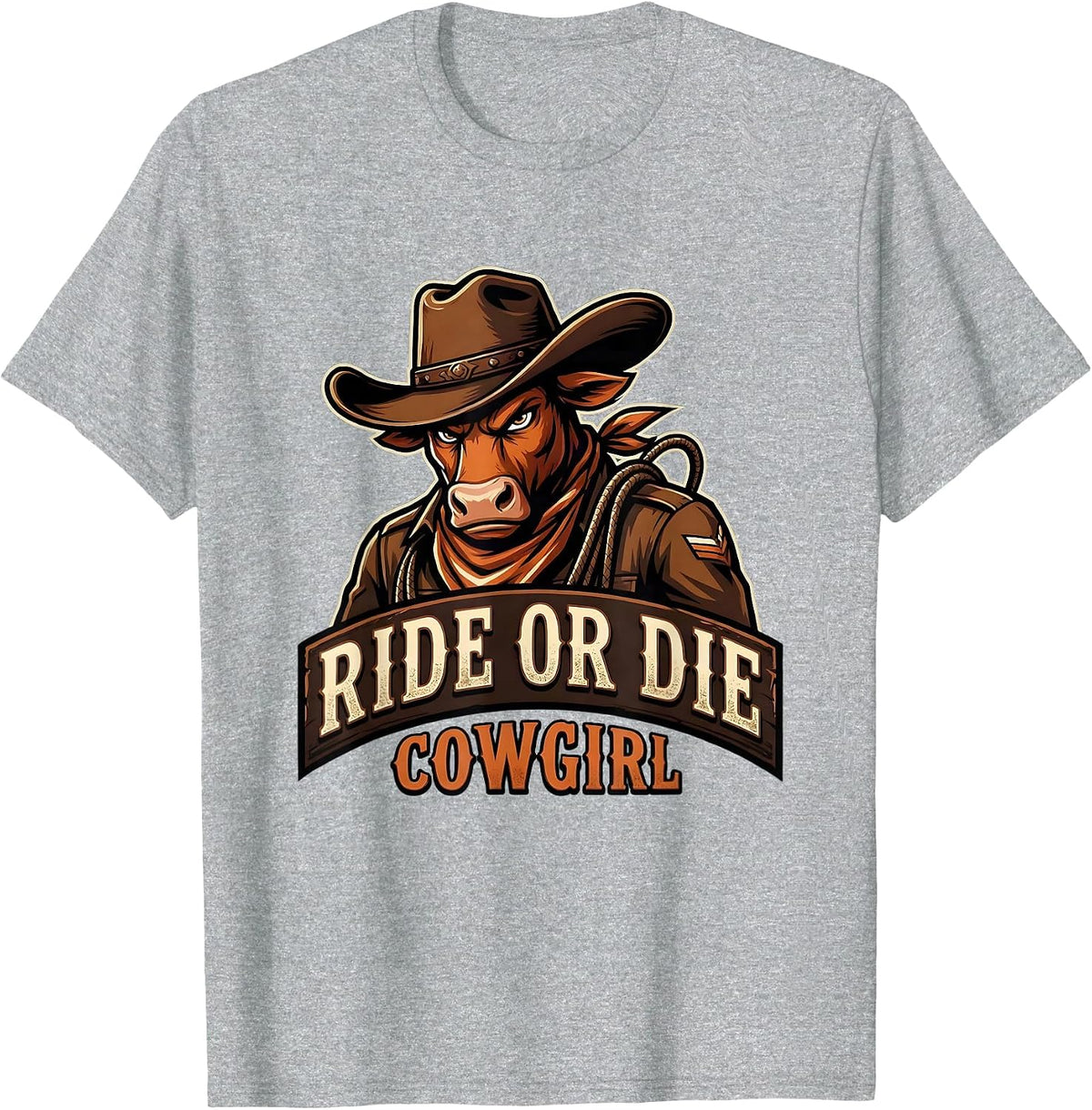 Men's Ride or Die Cowgirl Western Spirit Design T-Shirt - Heather Grey