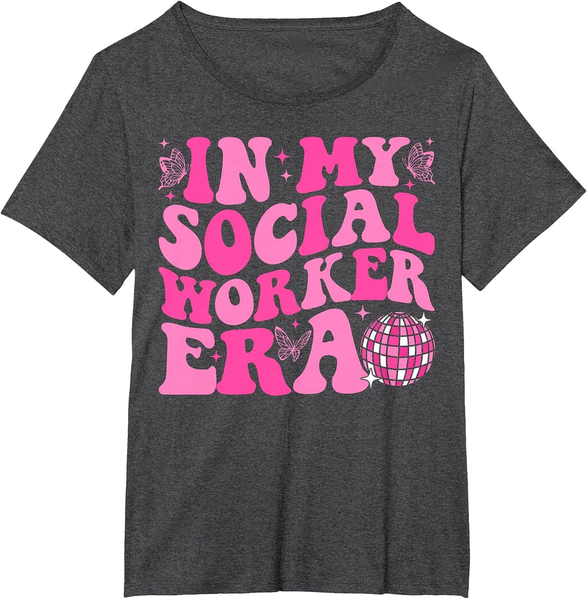 in My Social Worker Era Groovy Social Worker Graduation T-Shirt - Dark Heather Grey