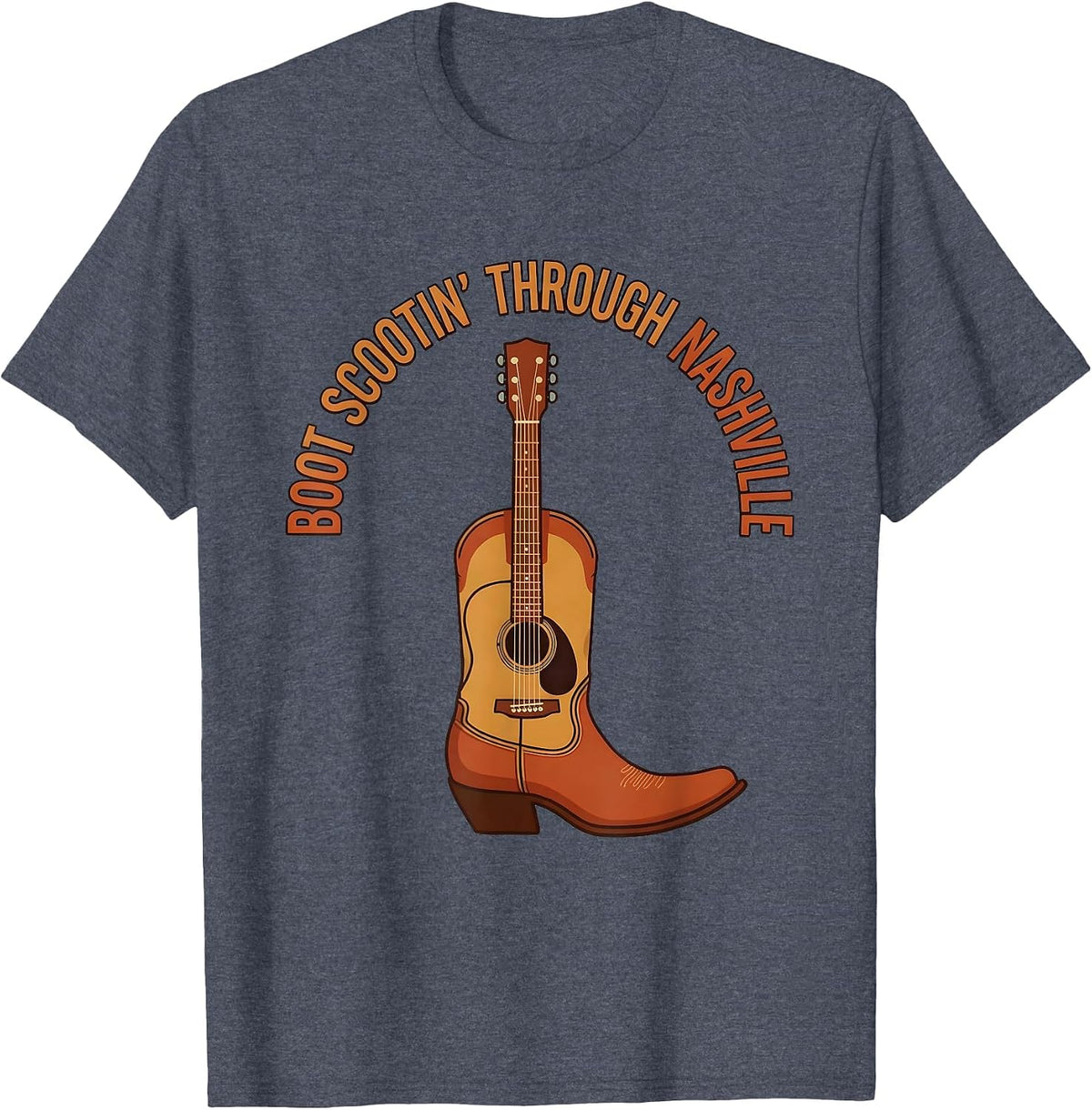 Boot Scootin' Through Nashville Graphic Design T-Shirt - Heather Blue