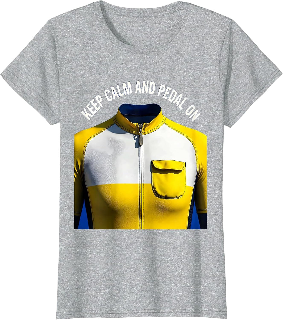Keep Calm and Pedal On Cycling Design T-Shirt - Heather Grey