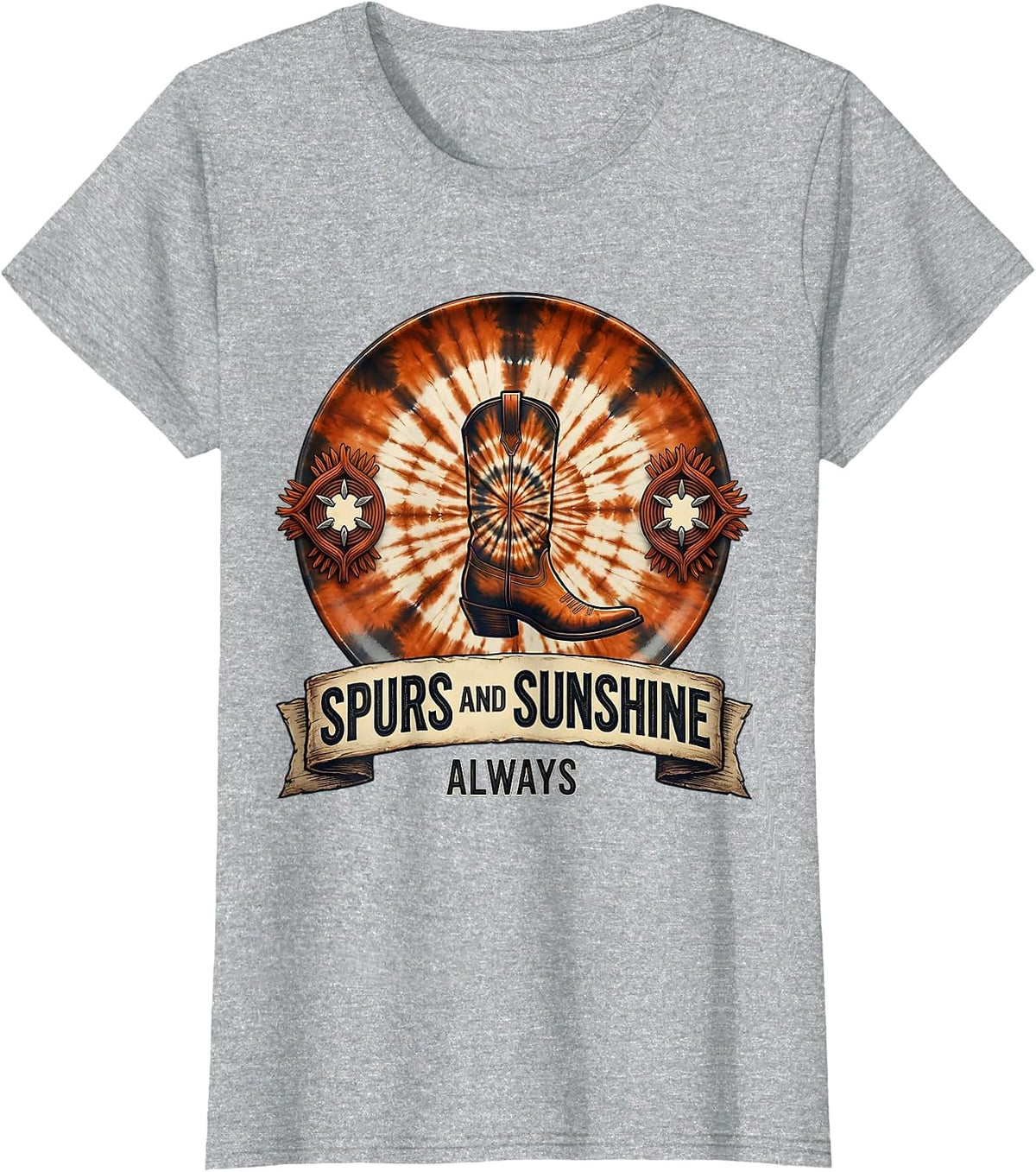 Women's Spurs and Sunshine Always Western Design T-Shirt - Heather Grey