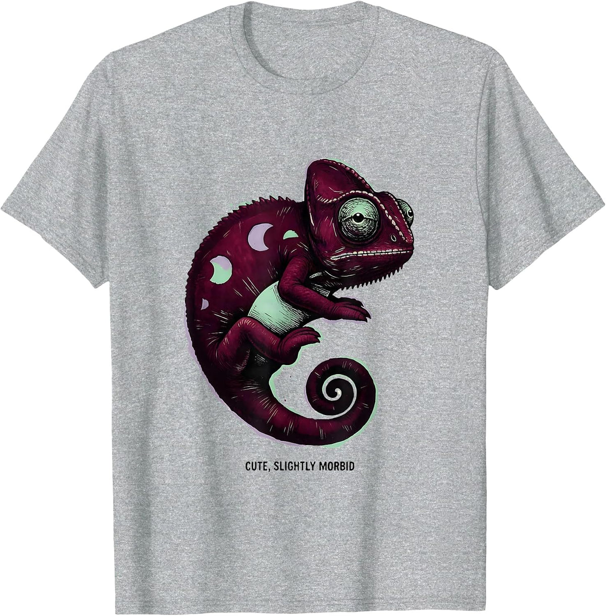 Men's Cute Slightly Morbid Kawaii Pastel Goth Plush Chameleon T-Shirt - Heather Grey