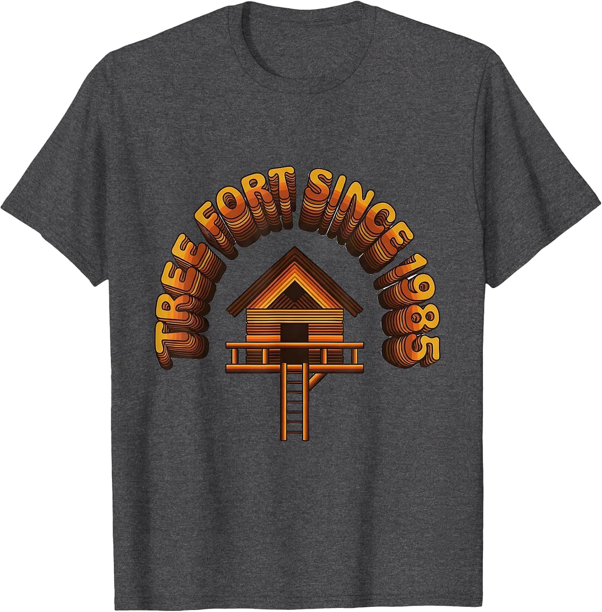 Tree Fort Since 1985 Retro Vintage Novelty T-Shirt - Dark Heather Grey