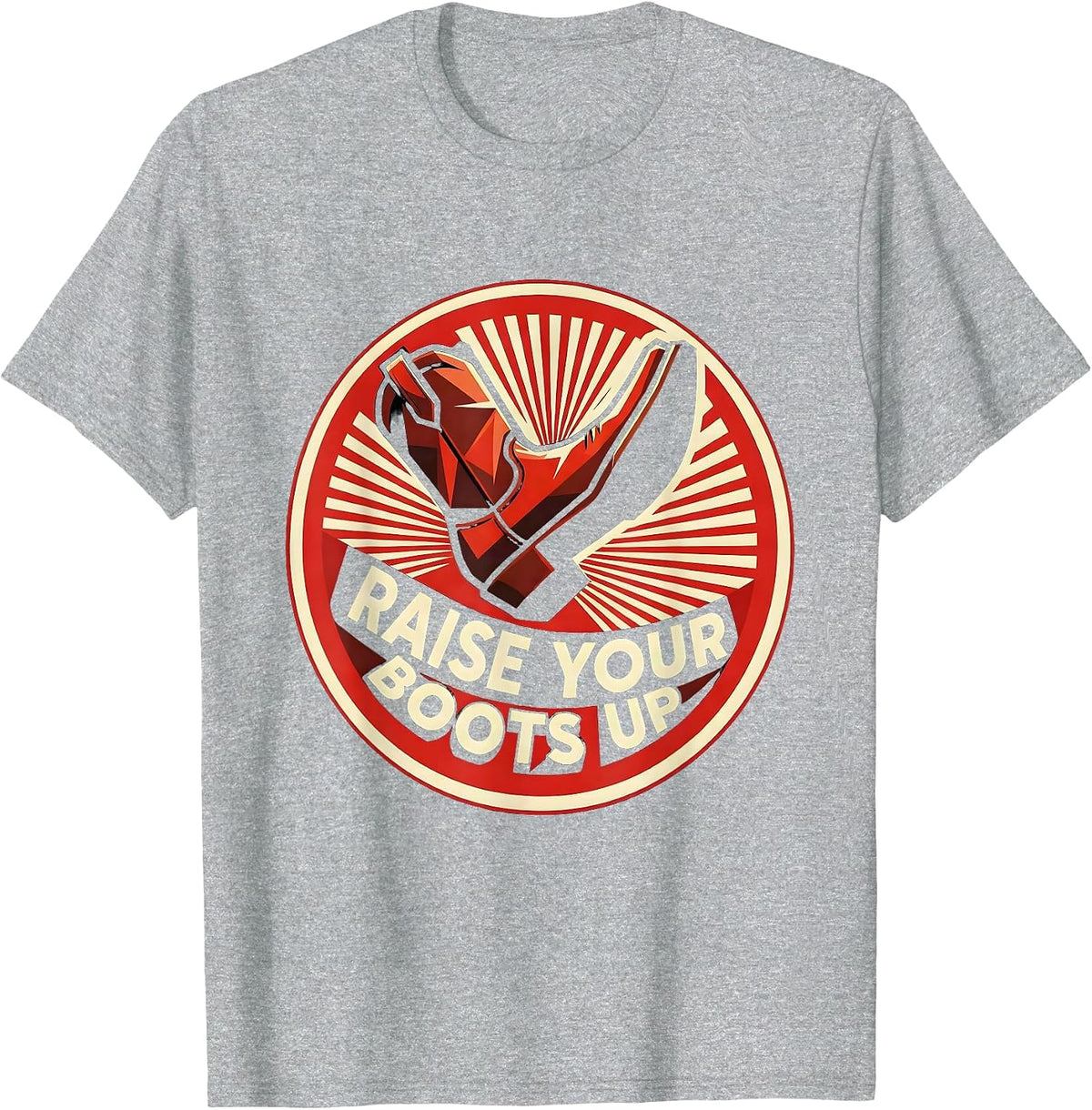 Men's Raise Your Boots Up Western Country Design T-Shirt - Heather Grey