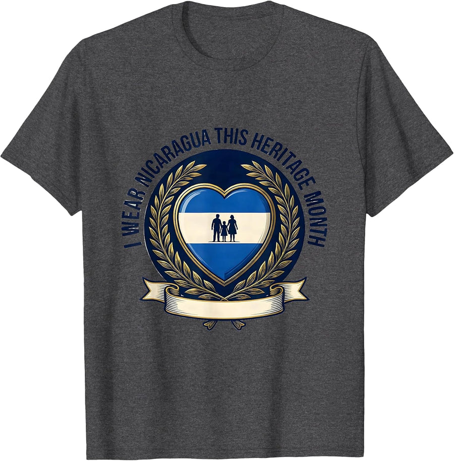 Men's I Wear Nicaragua This Heritage Month Patriotic Family Pride T-Shirt - Dark Heather Grey