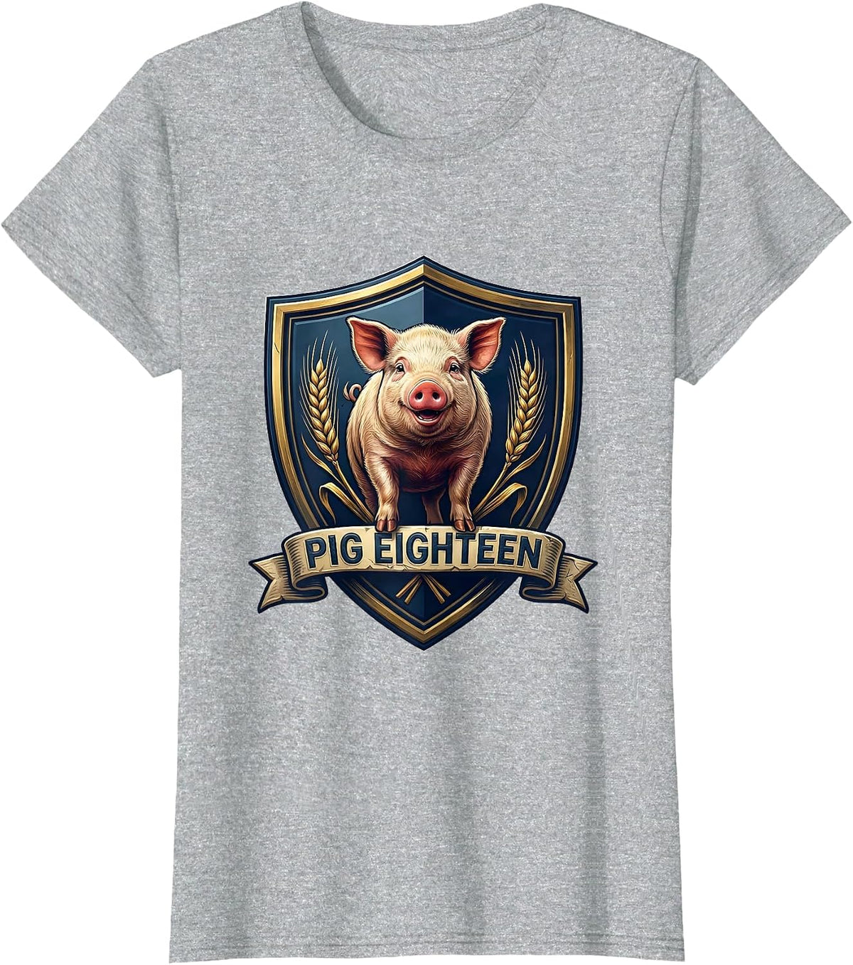 Women's Pig Eighteen Cute Pig Lover Family Matching Outfit T-Shirt - Heather Grey
