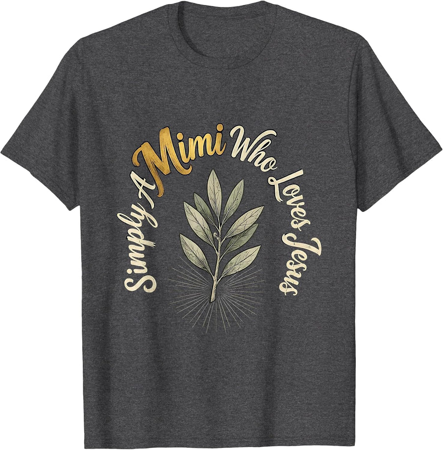 Men's Simply A Mimi Who Loves Jesus Boho Faith Grandma Gift T-Shirt - Dark Heather Grey