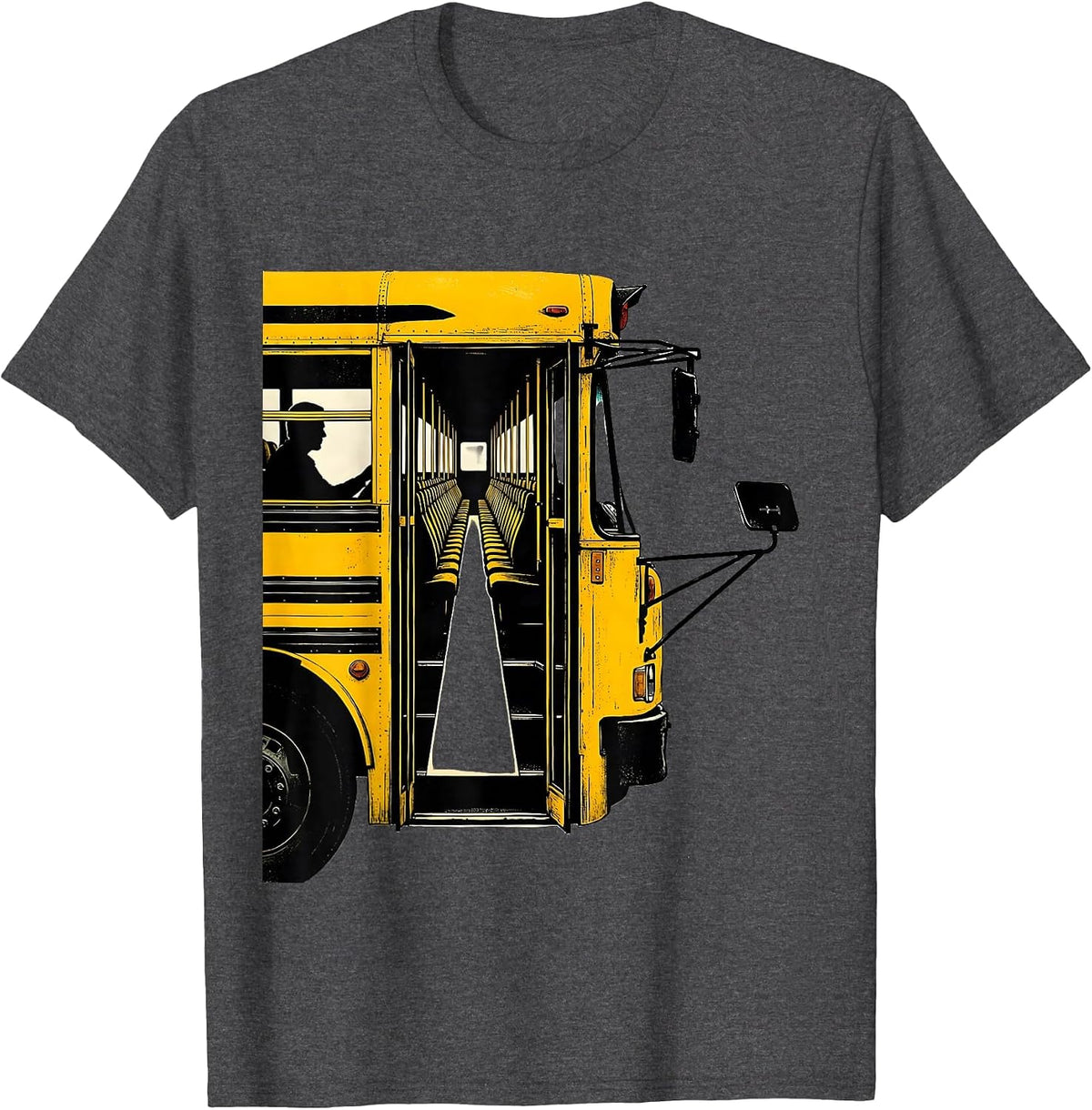 Men's School Bus Driver Appreciation Stencil Graphic Humor T-Shirt - Dark Heather Grey