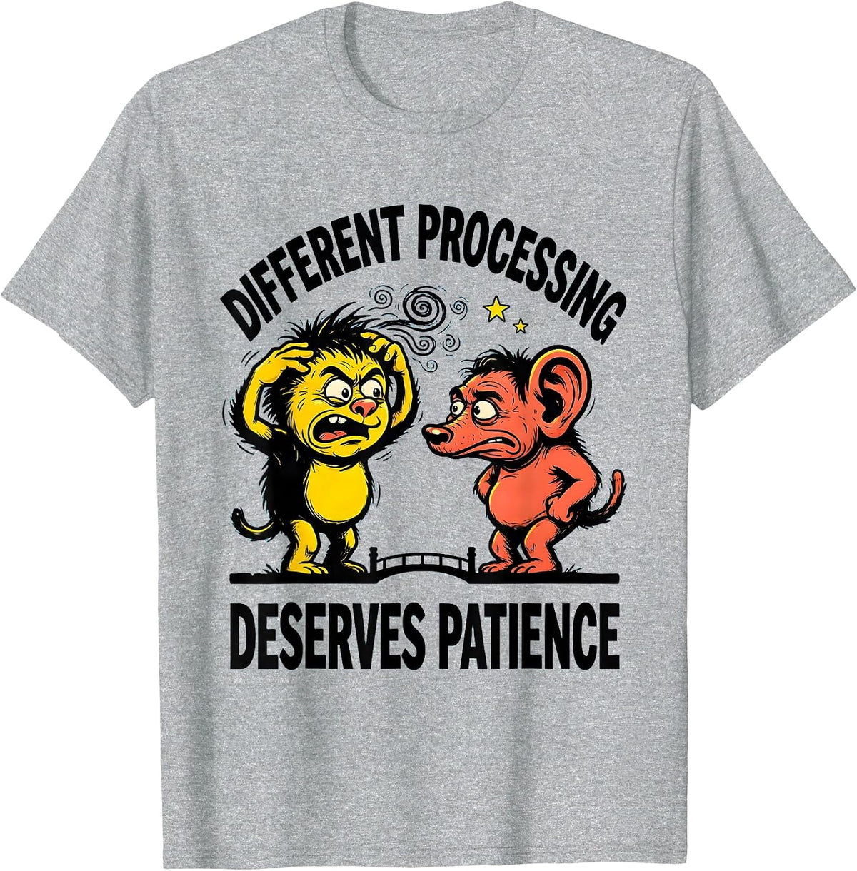 Men's Different Processing Deserves Patience Funny Autistic ADHD T-Shirt - Heather Grey