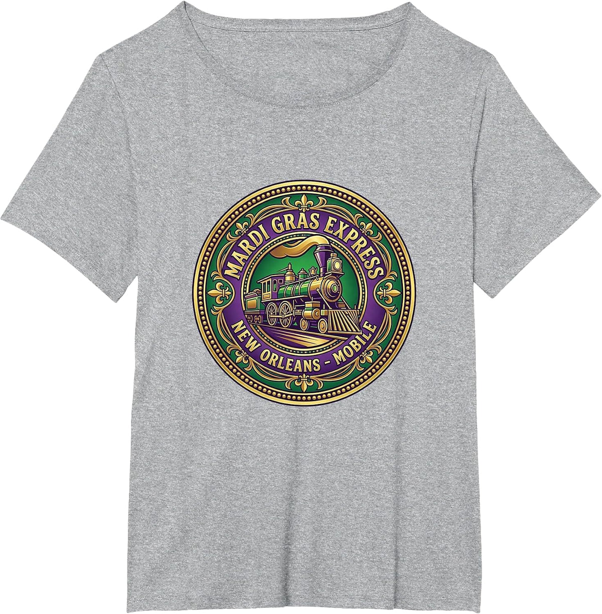 Mardi Gras Express - Mardi Gras Train - Gulf Coast T-Shirt - Heather Grey