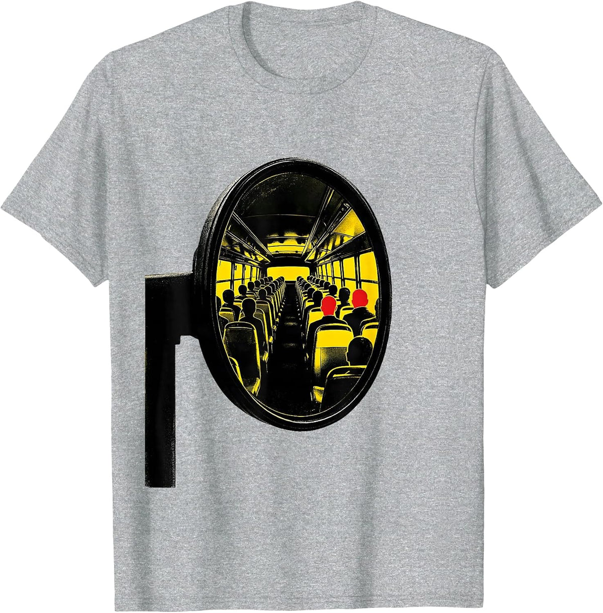 Men's School Bus Mirror Funny School Bus Driver Humor T-Shirt - Heather Grey