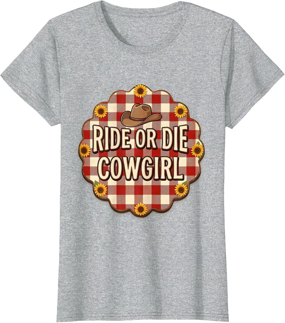 Ride or Die Cowgirl Western Design T-Shirt - Heather Grey
