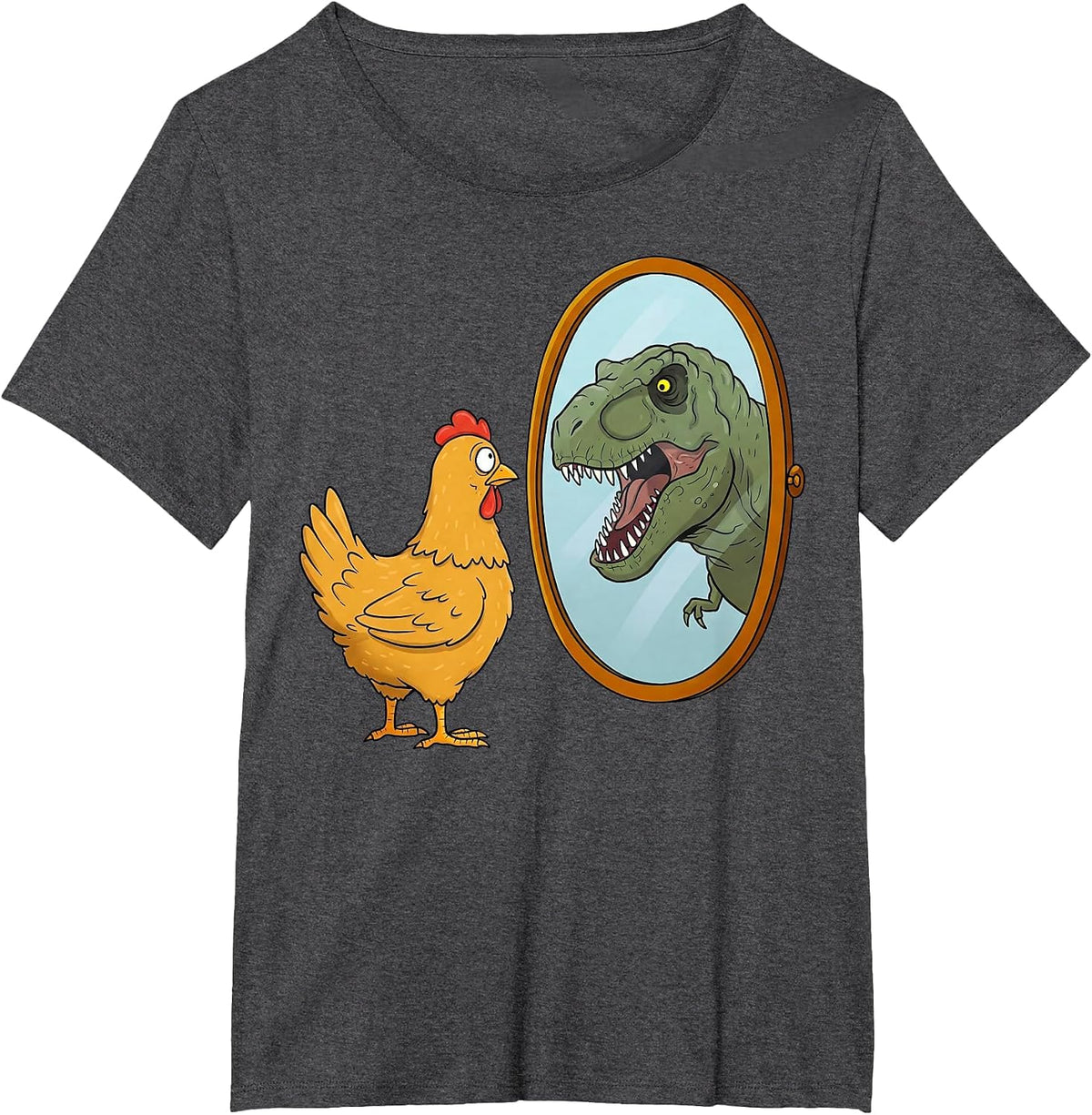 Funny Chicken Dinosaur T-Rex Chicken Lover Owner T-Shirt - Dark Heather Grey