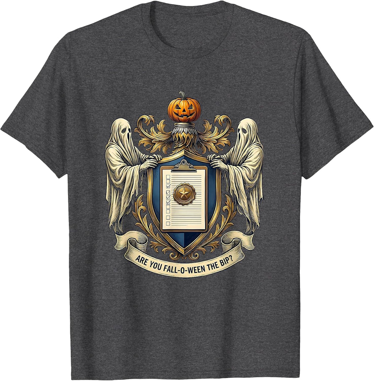 Are You Fall-O-Ween The BIP Teacher Ghost Halloween T-Shirt - Dark Heather Grey