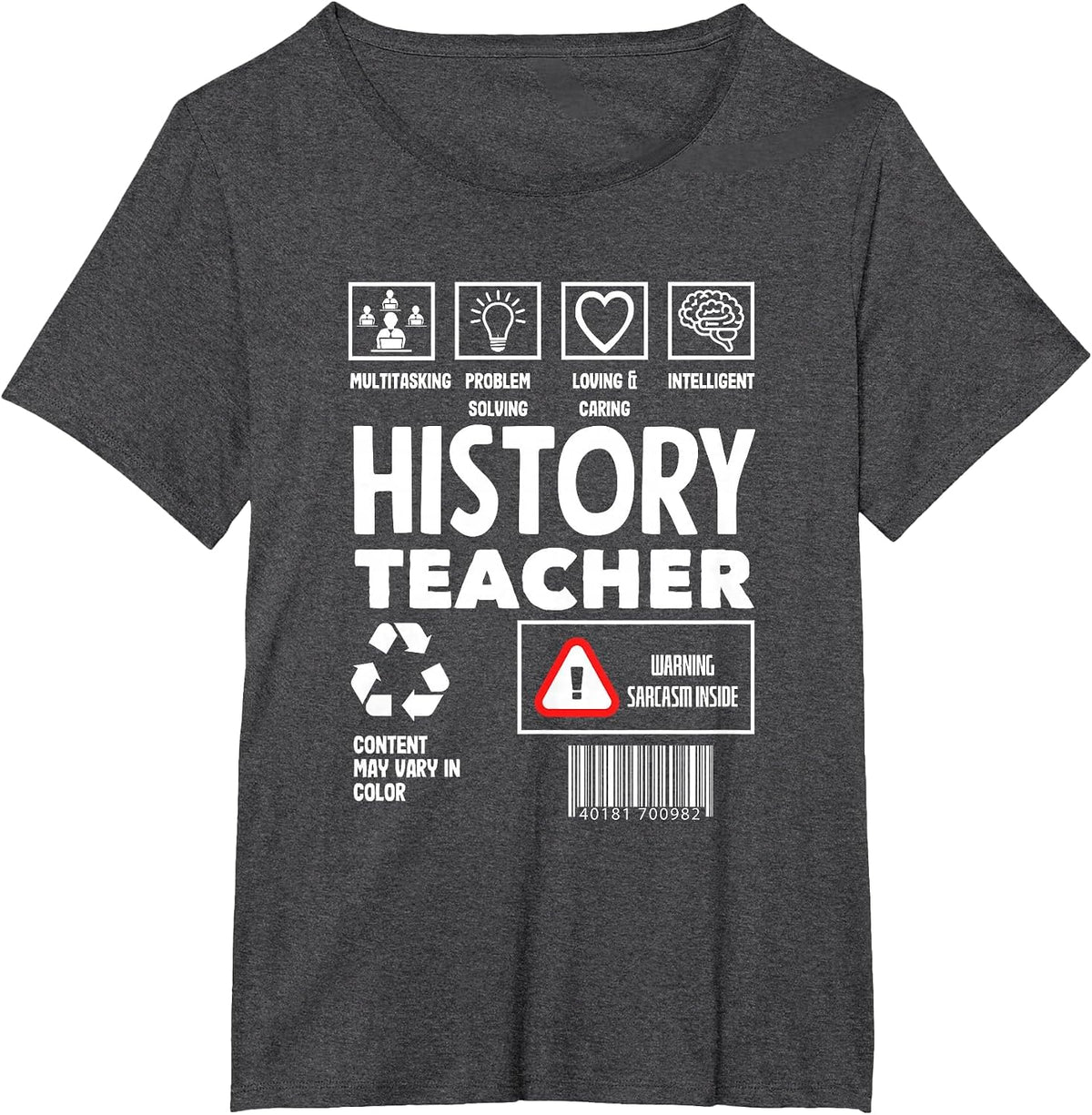 Funny History Teacher T-Shirt - Dark Heather Grey