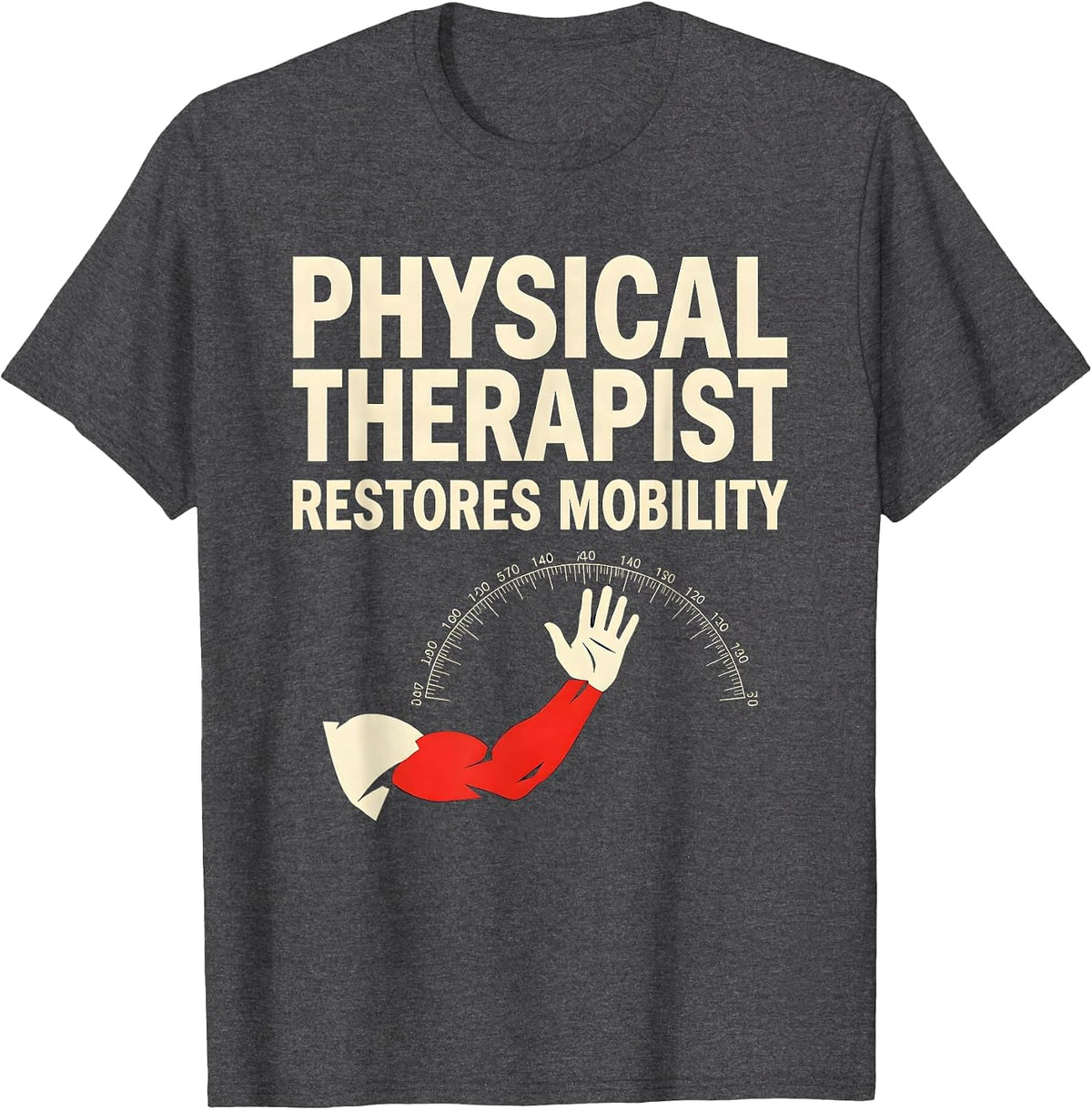 Men's Physical Therapist Restores Mobility Stencil Graphic PT Gift T-Shirt - Dark Heather Grey