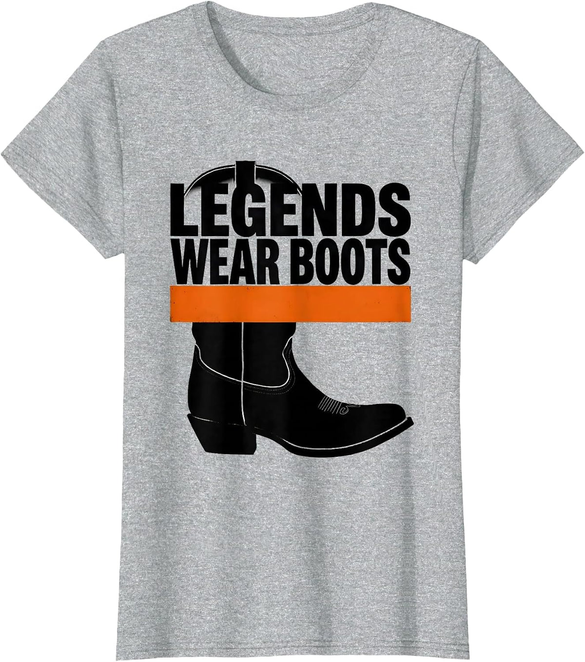 Women's Legends Wear Boots Western Cowboy Design T-Shirt - Heather Grey