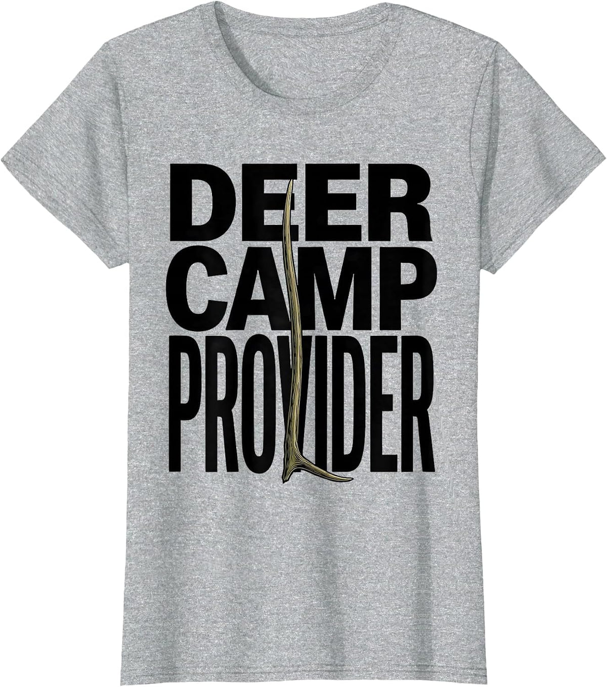 Deer Camp Provider Camo Deer Hunting American Flag Hunter T-Shirt - Heather Grey