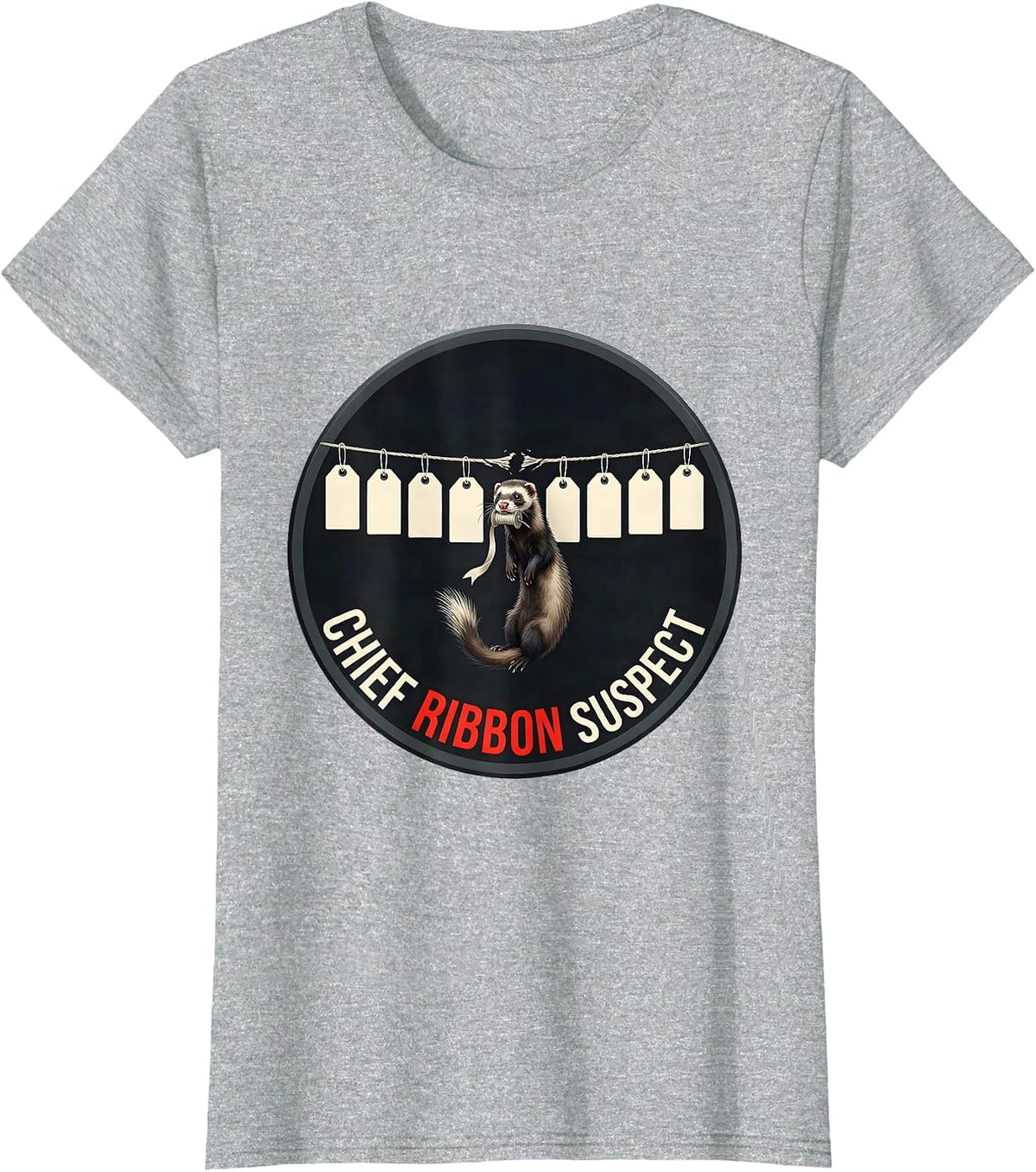 Chief Ribbon Suspect Funny Ferret Lover Gift T-Shirt - Heather Grey