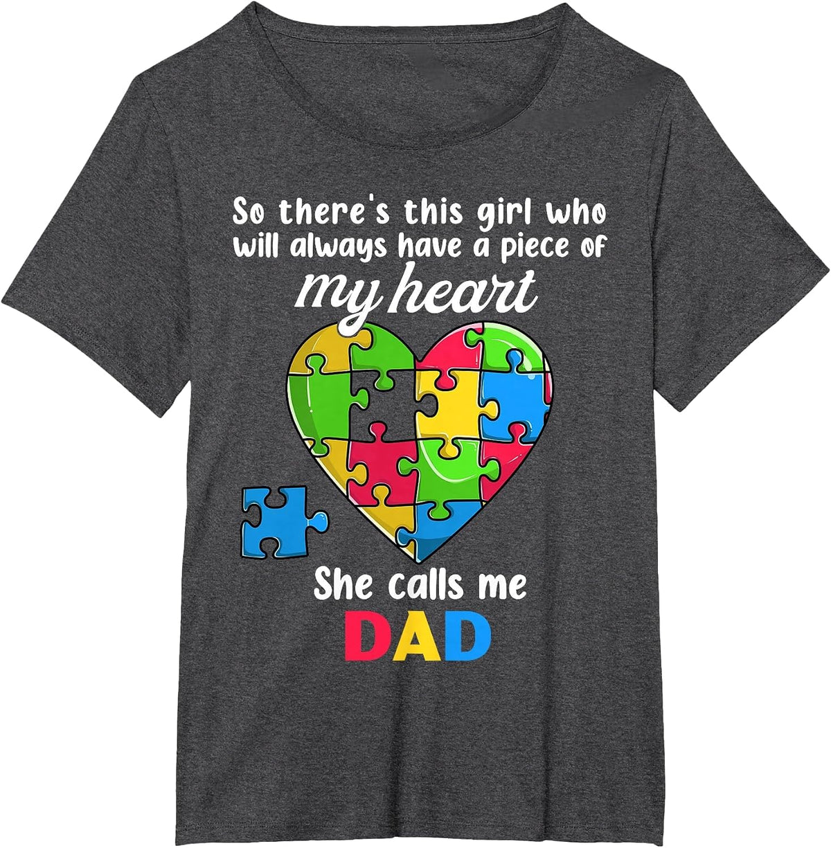Autism Dad of Autism Daughter Daddy Shirts, Autistic Support T-Shirt - Dark Heather Grey