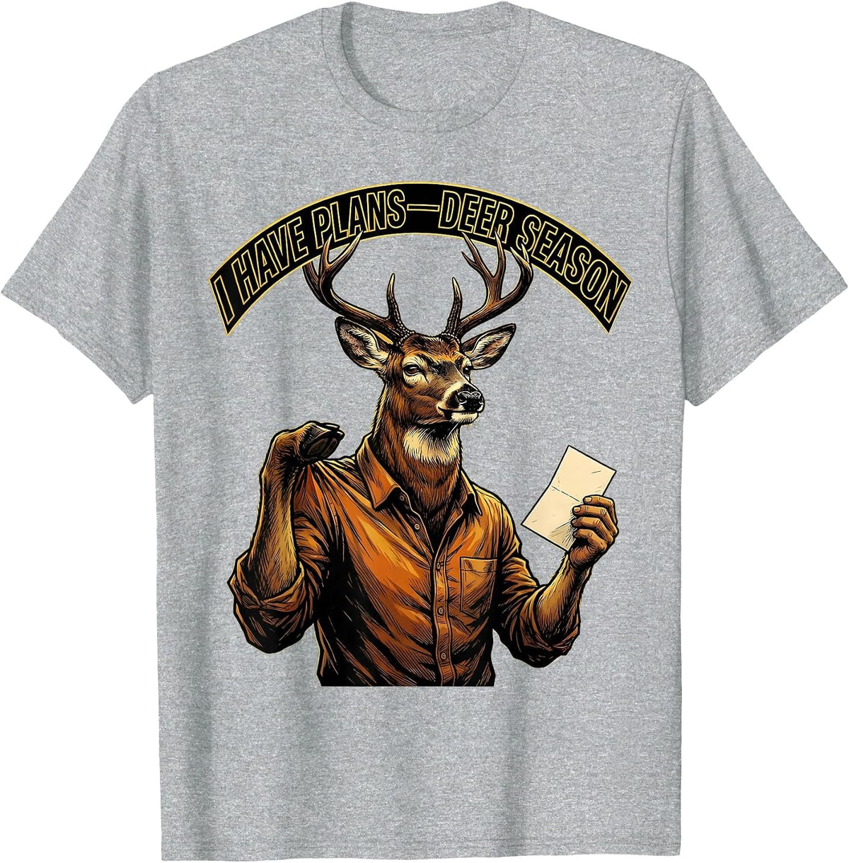 Men's I Have Plans—Deer Season Funny Deer Hunting Camo Dad T-Shirt - Heather Grey
