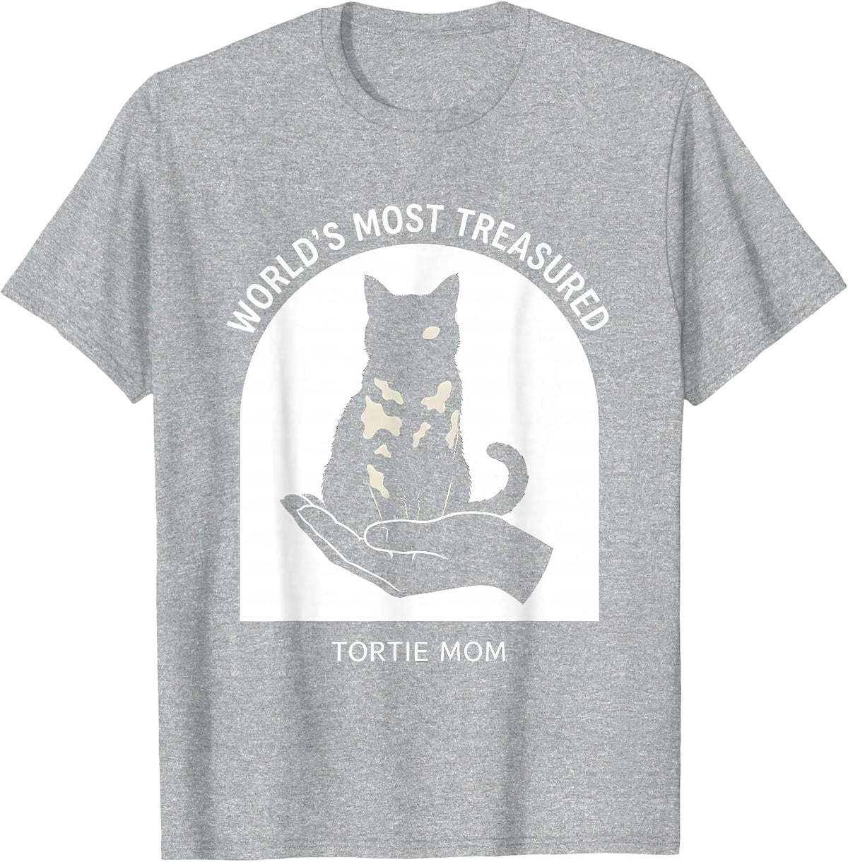 Men's World's Most Treasured Tortie Mom Funny Tortoiseshell Cat T-Shirt - Heather Grey