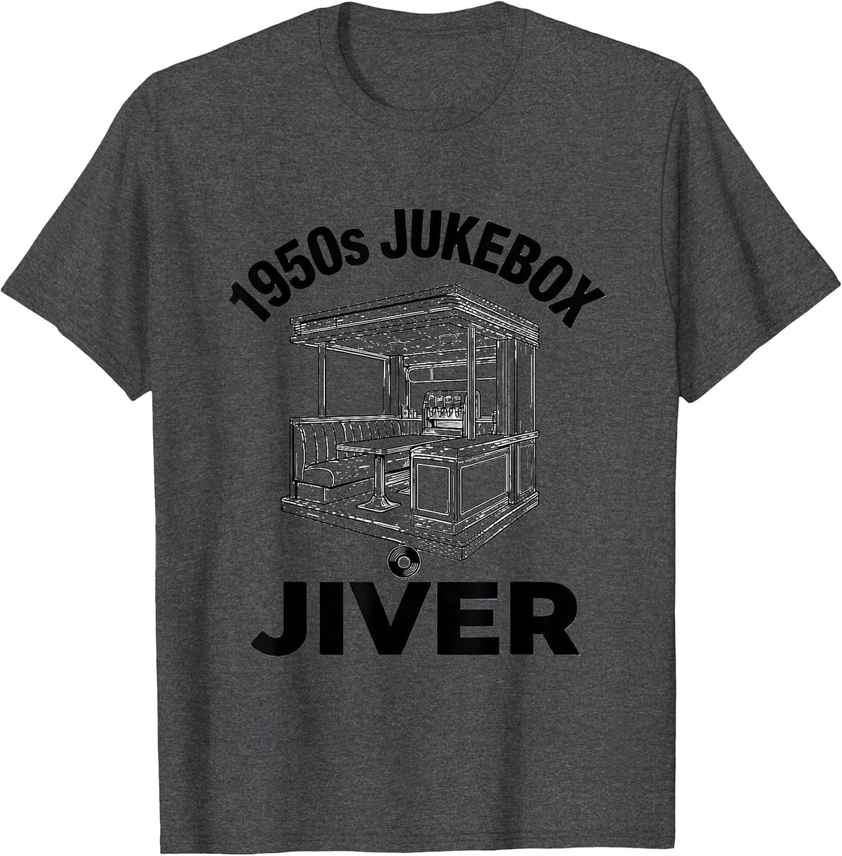 1950s Jukebox Jiver Retro Sock Hop Rockabilly Party Costume T-Shirt - Dark Heather Grey